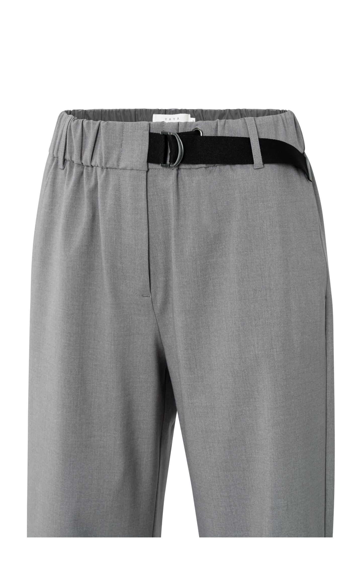 Woven wide leg trousers with elastic waist and belt detail