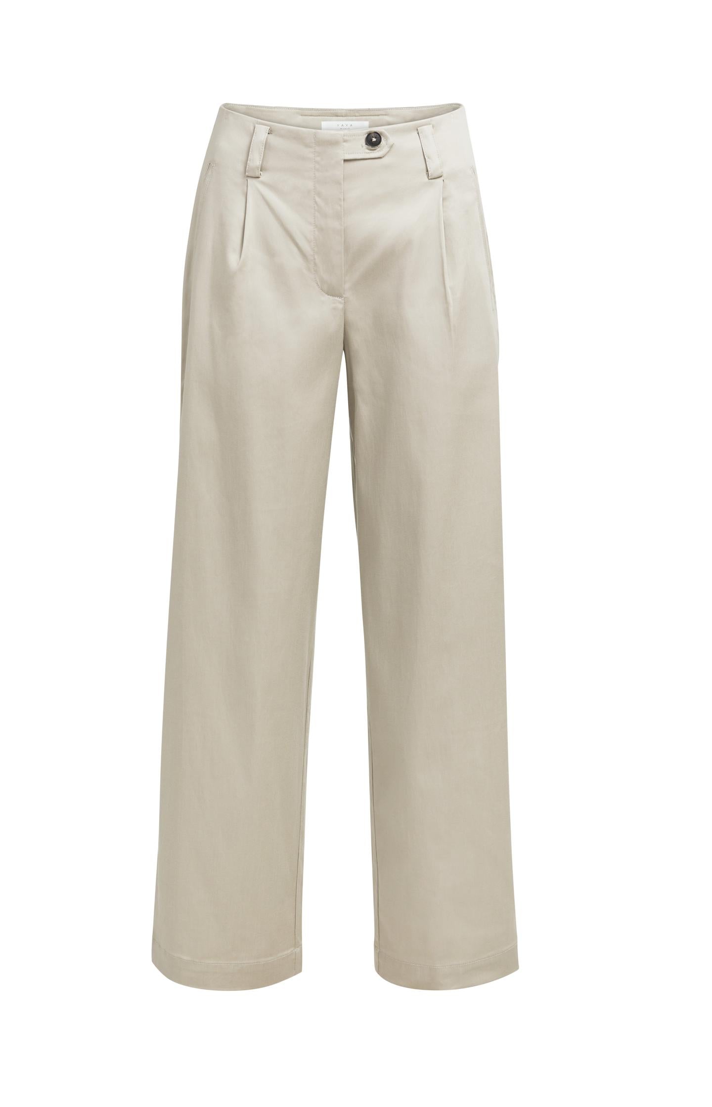 Gewebte Hose mit weitem Bein und Zierfalte