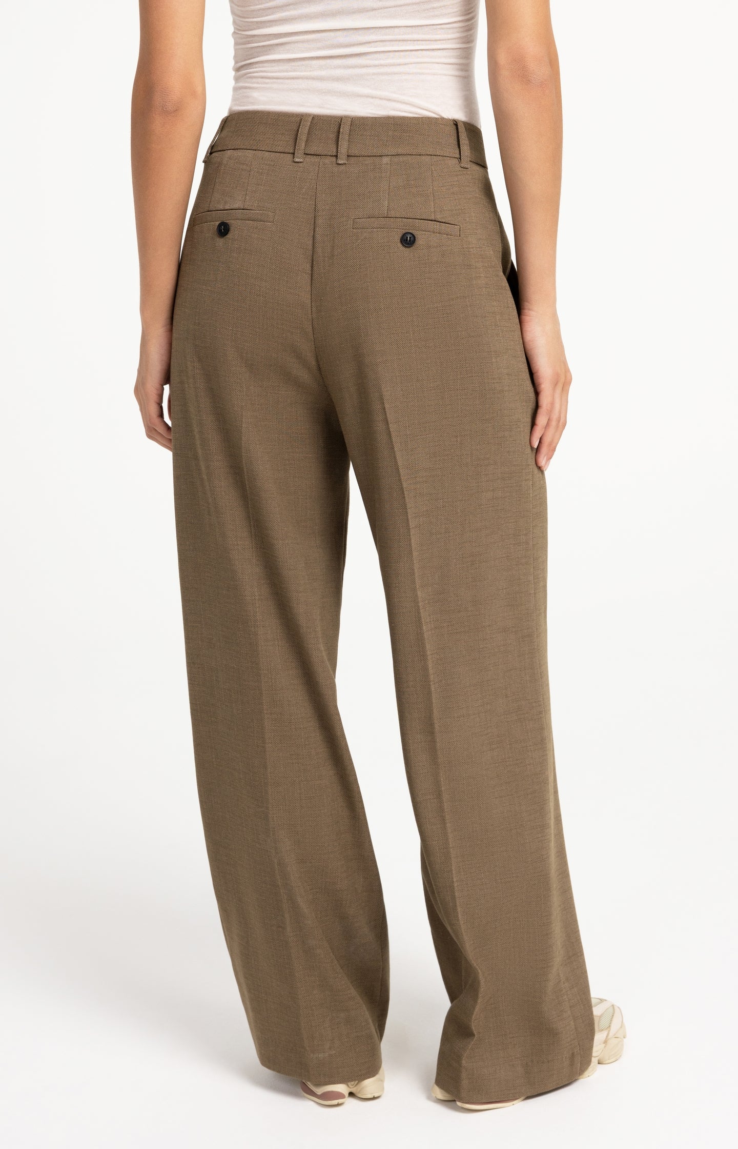 Woven wide-leg trousers with pleat details