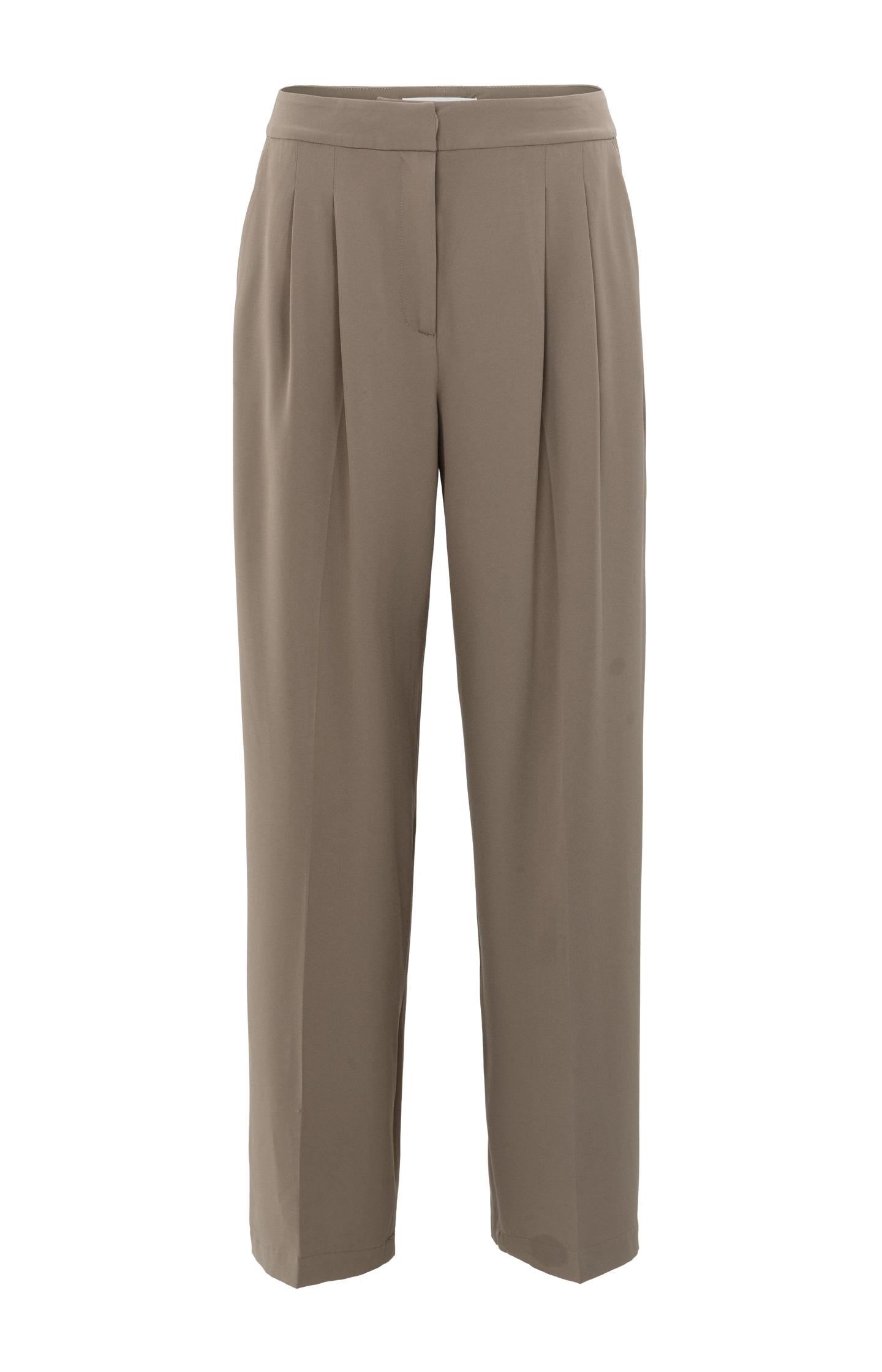Woven wide-leg trousers with pleat details - Type: product