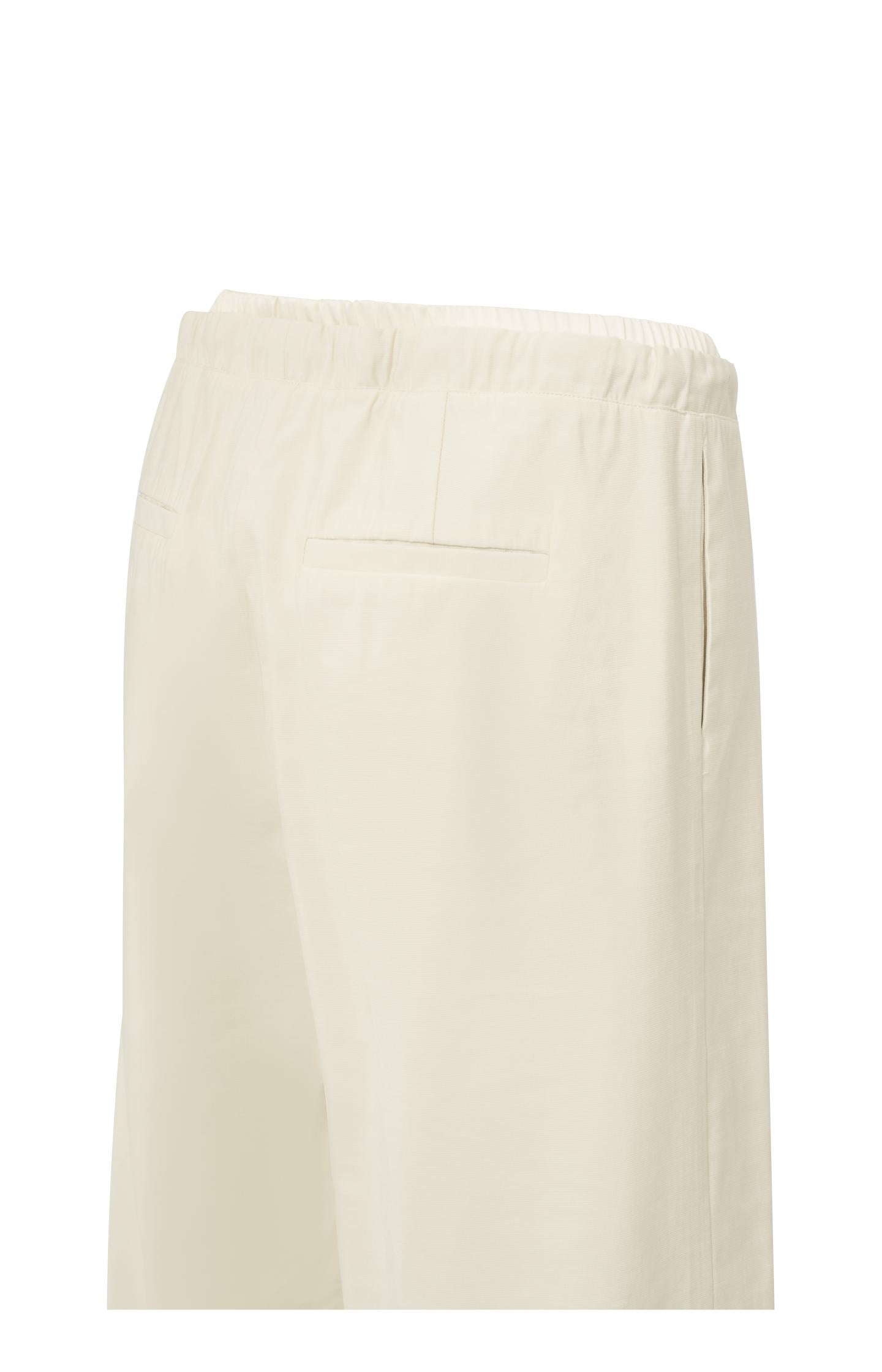 Woven wide-leg trousers with satin waistband