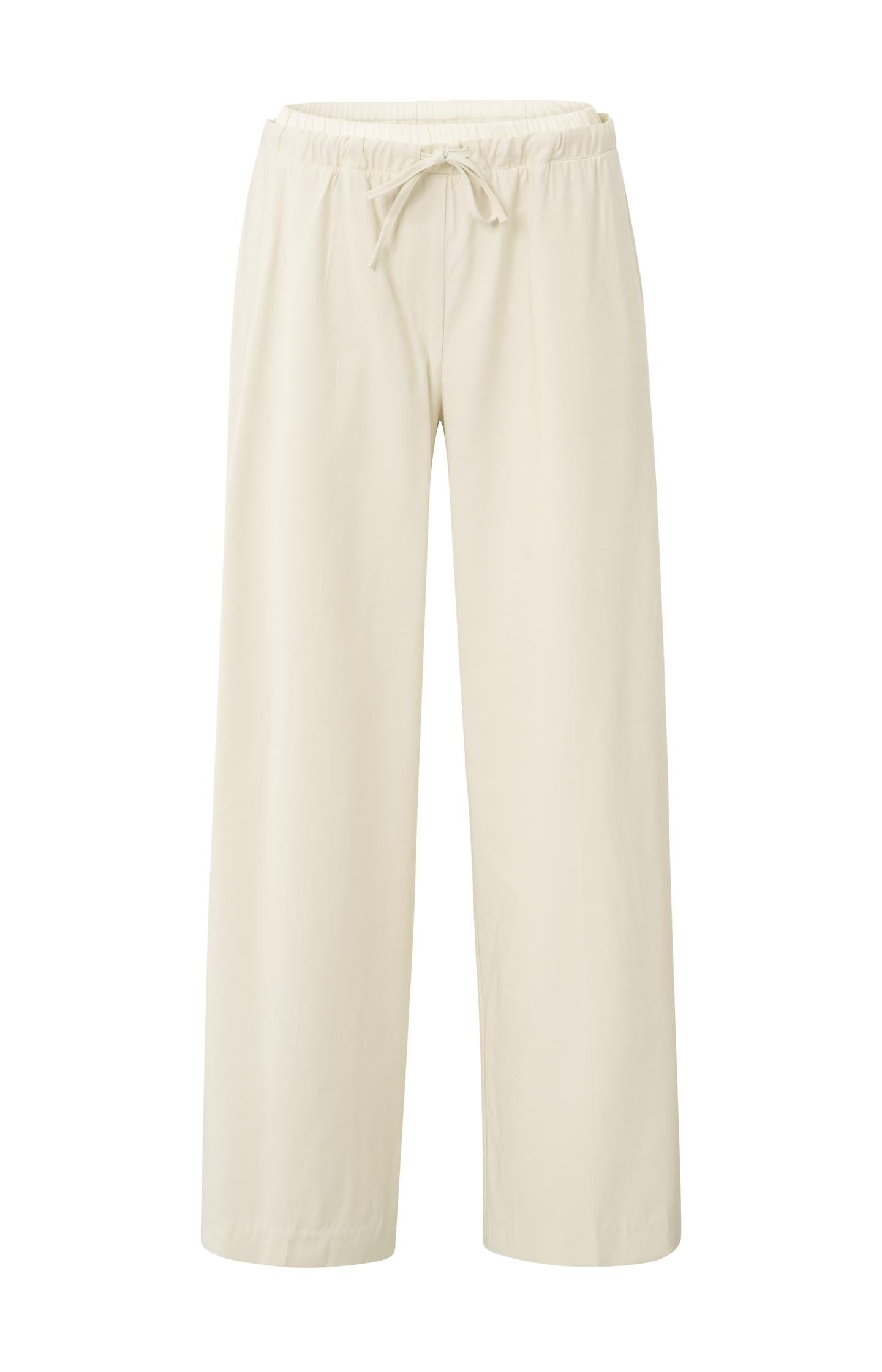 Woven wide-leg trousers with satin waistband - Type: product