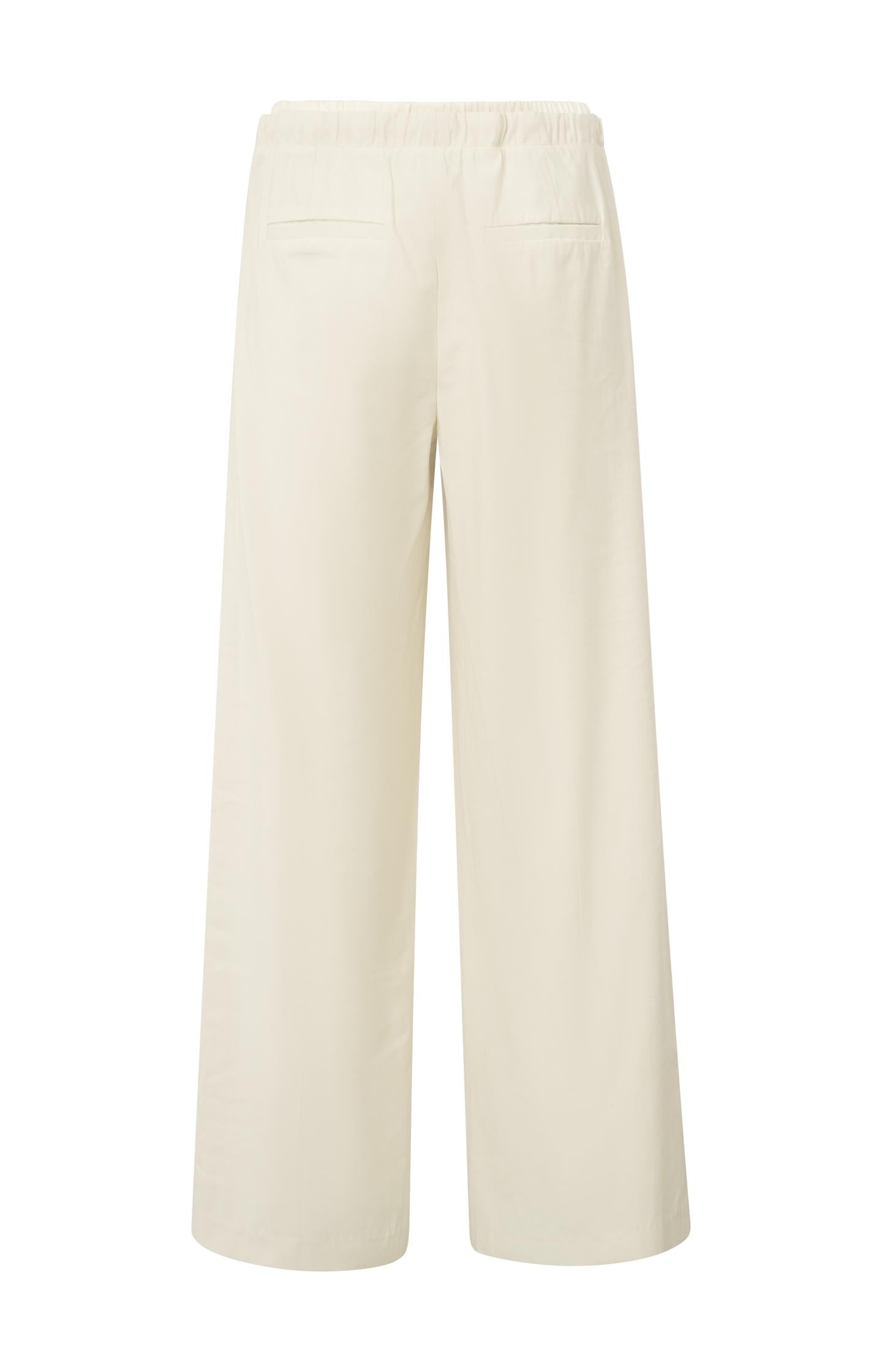 Woven wide-leg trousers with satin waistband