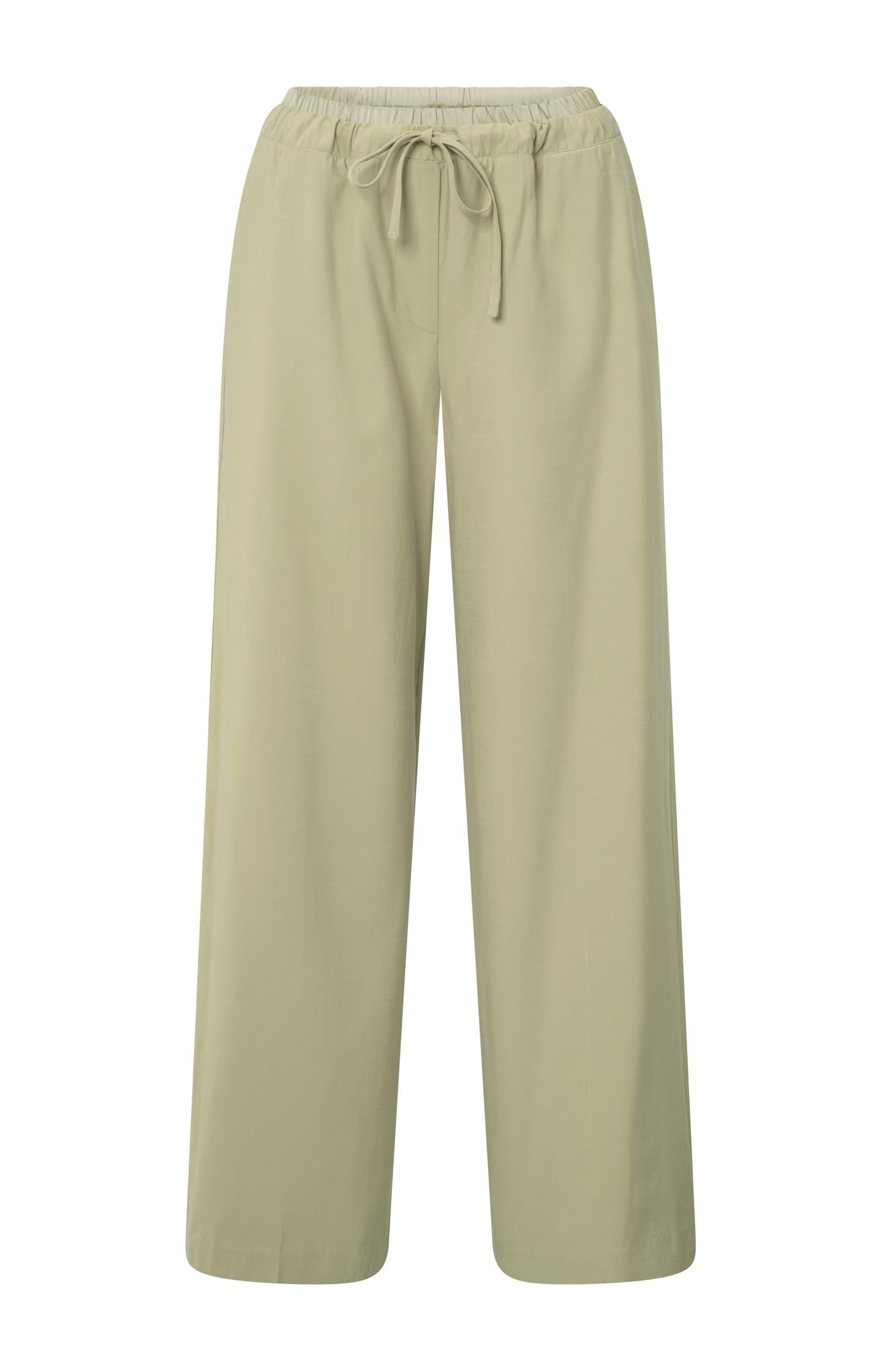 Woven wide-leg trousers with satin waistband - Type: product
