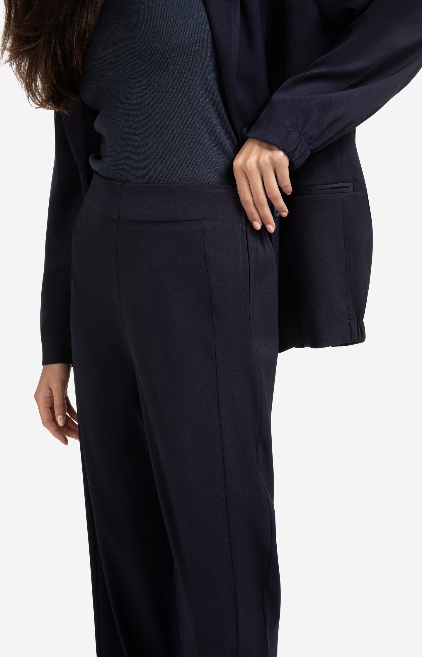 Woven wide leg trousers with seam details