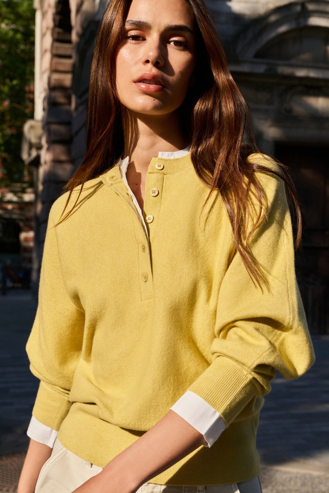 How to wear a blouse under a sweater