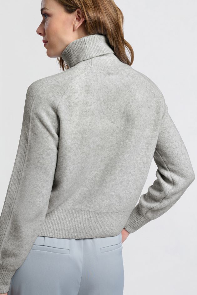 Turtleneck sweater with cable pattern and long sleeves