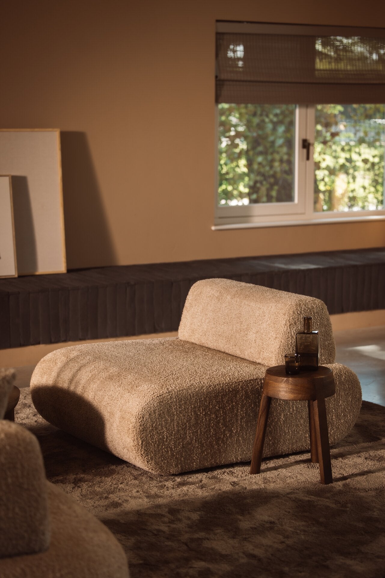 Modular sofa element in bouclé fabric - middle