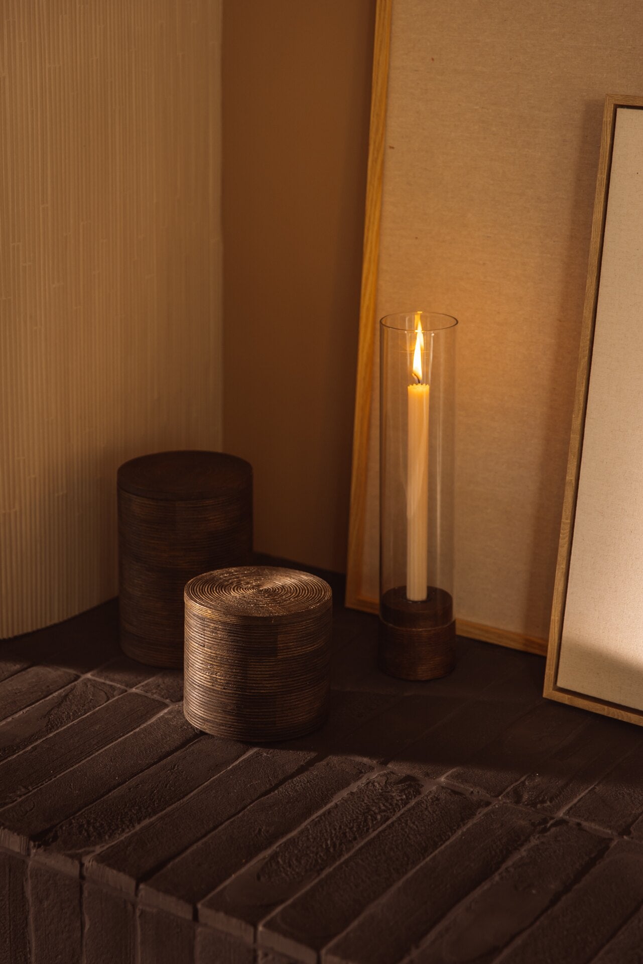 Ribbed dinner candles - set of 8