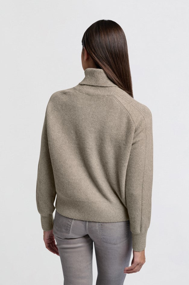 Turtleneck sweater with cable pattern and long sleeves