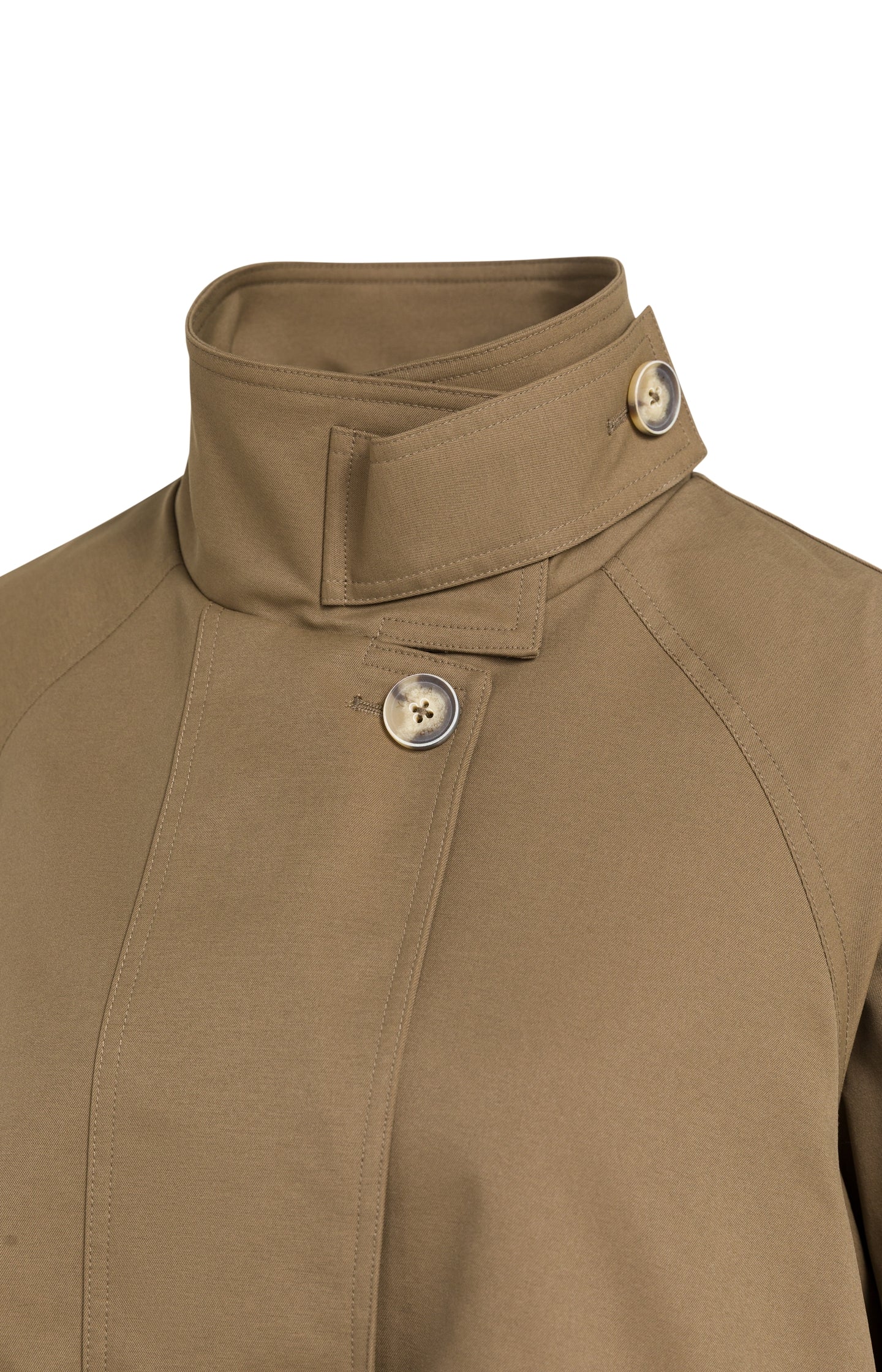 A-line trench jacket with stand collar
