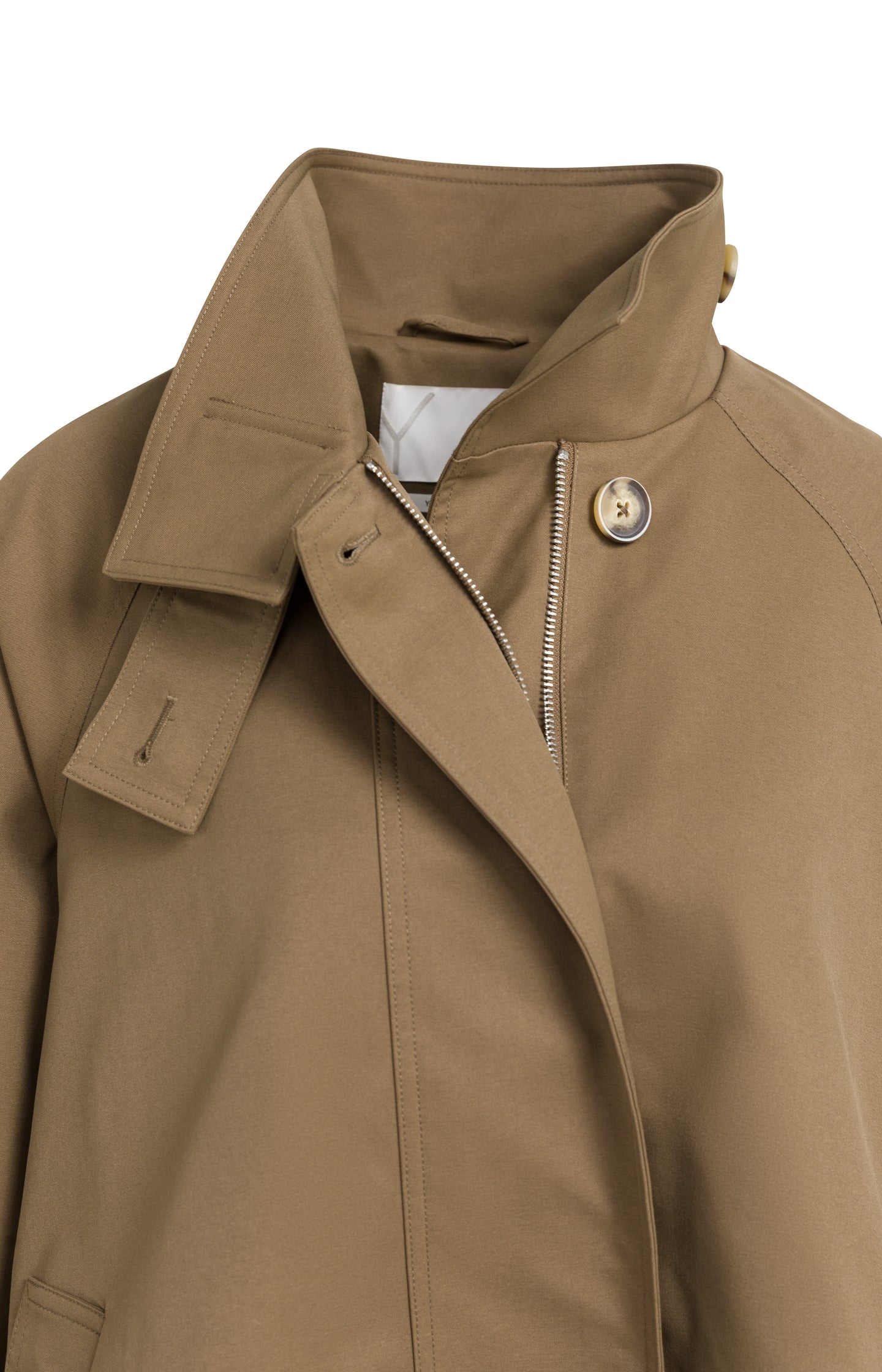 A-line trench jacket with stand collar