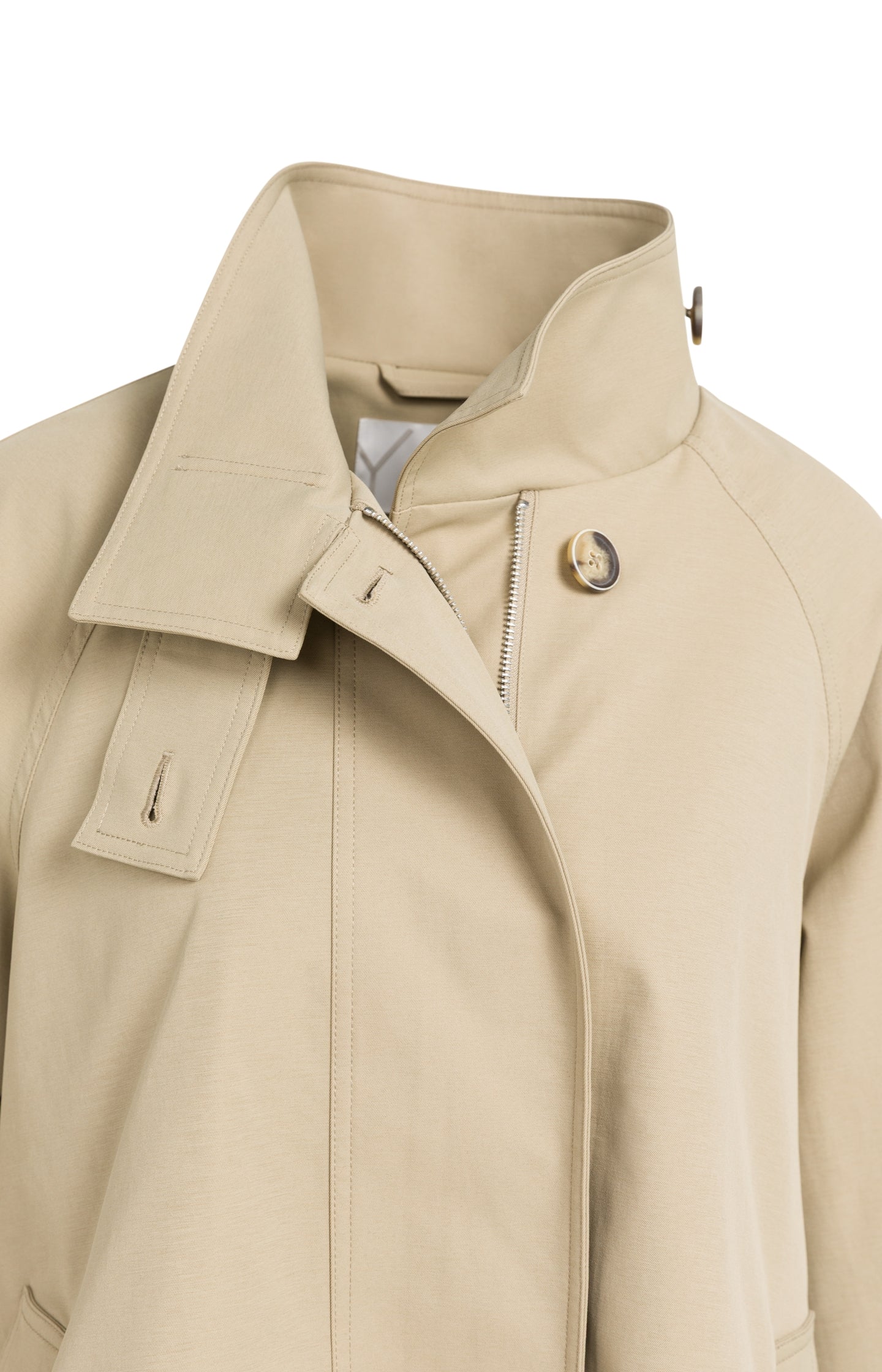 A-line trench jacket with stand collar