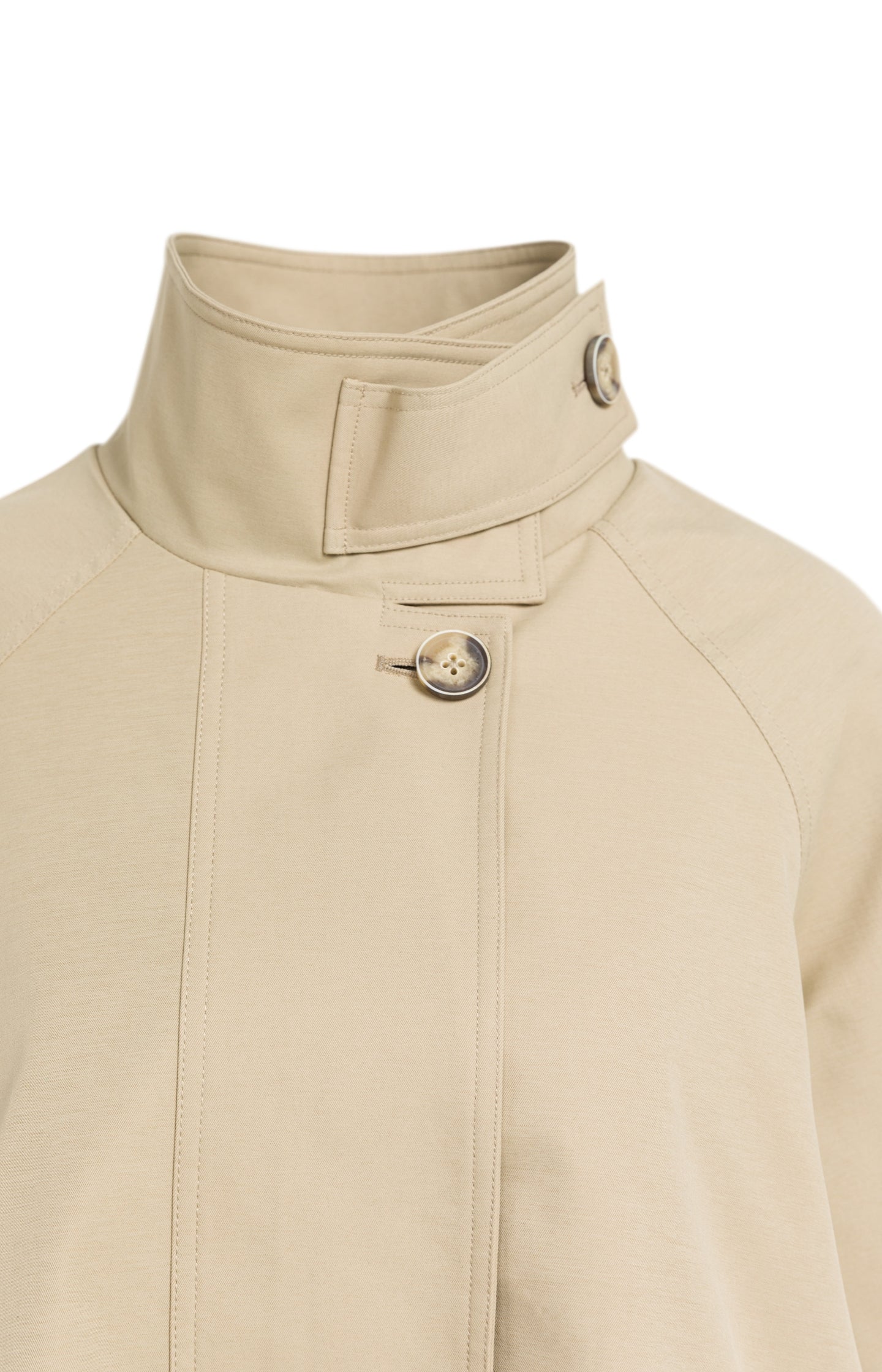 A-line trench jacket with stand collar