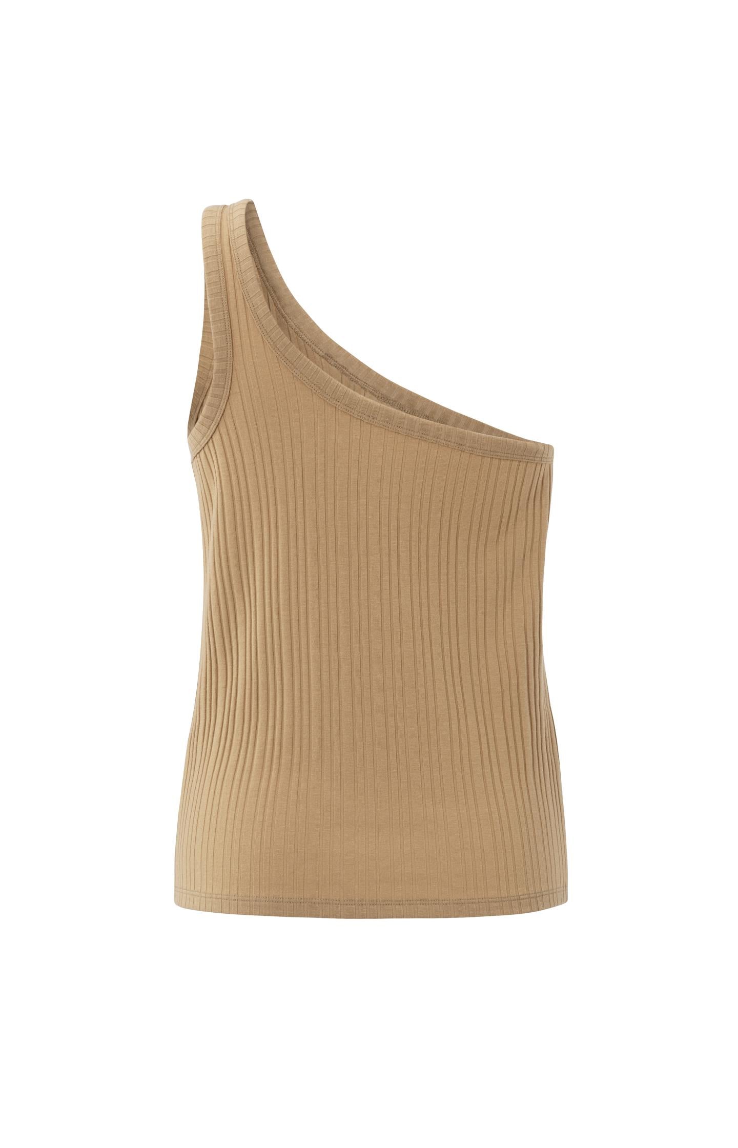 A-symmetric singlet with one strap and rib details