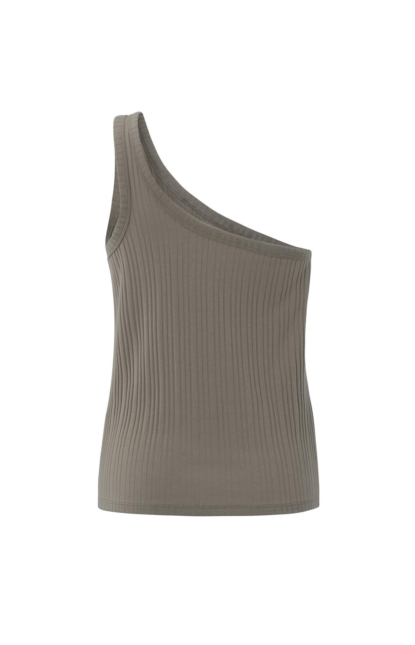 A-symmetric singlet with one strap and rib details