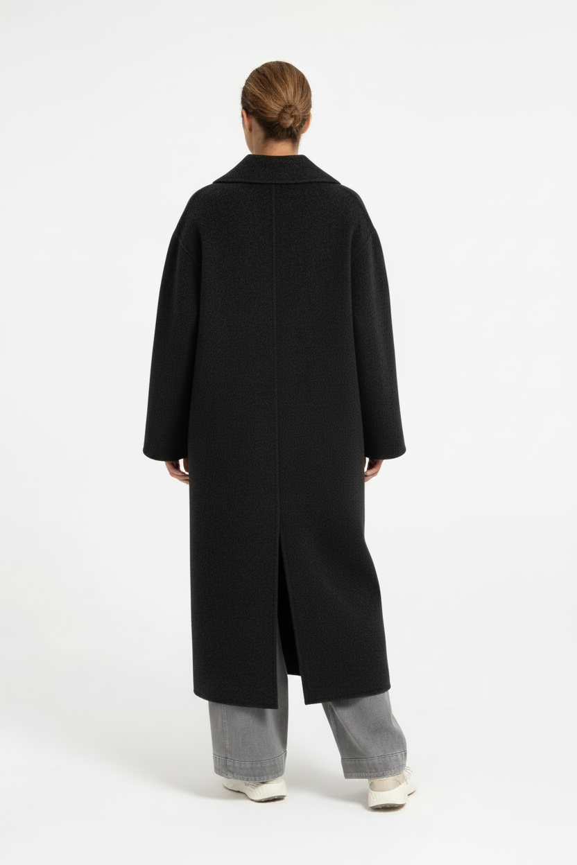 Extra long wool blend coat with oversized fit
