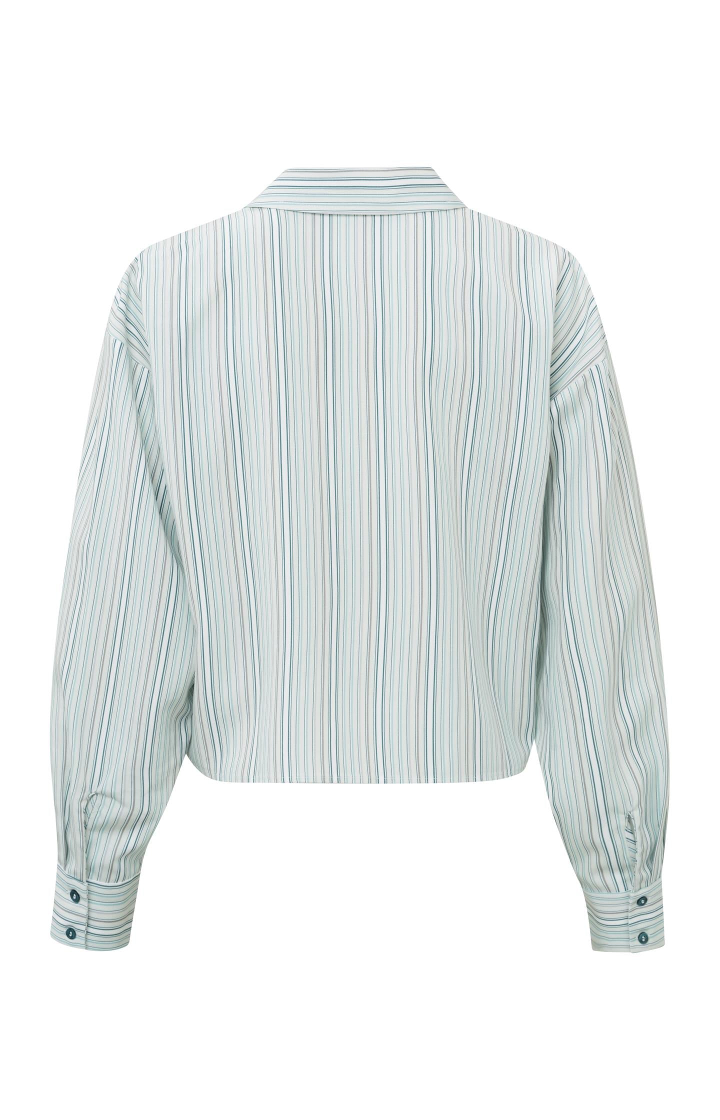 Asymmetric blouse with V-neck, long sleeves and stripes