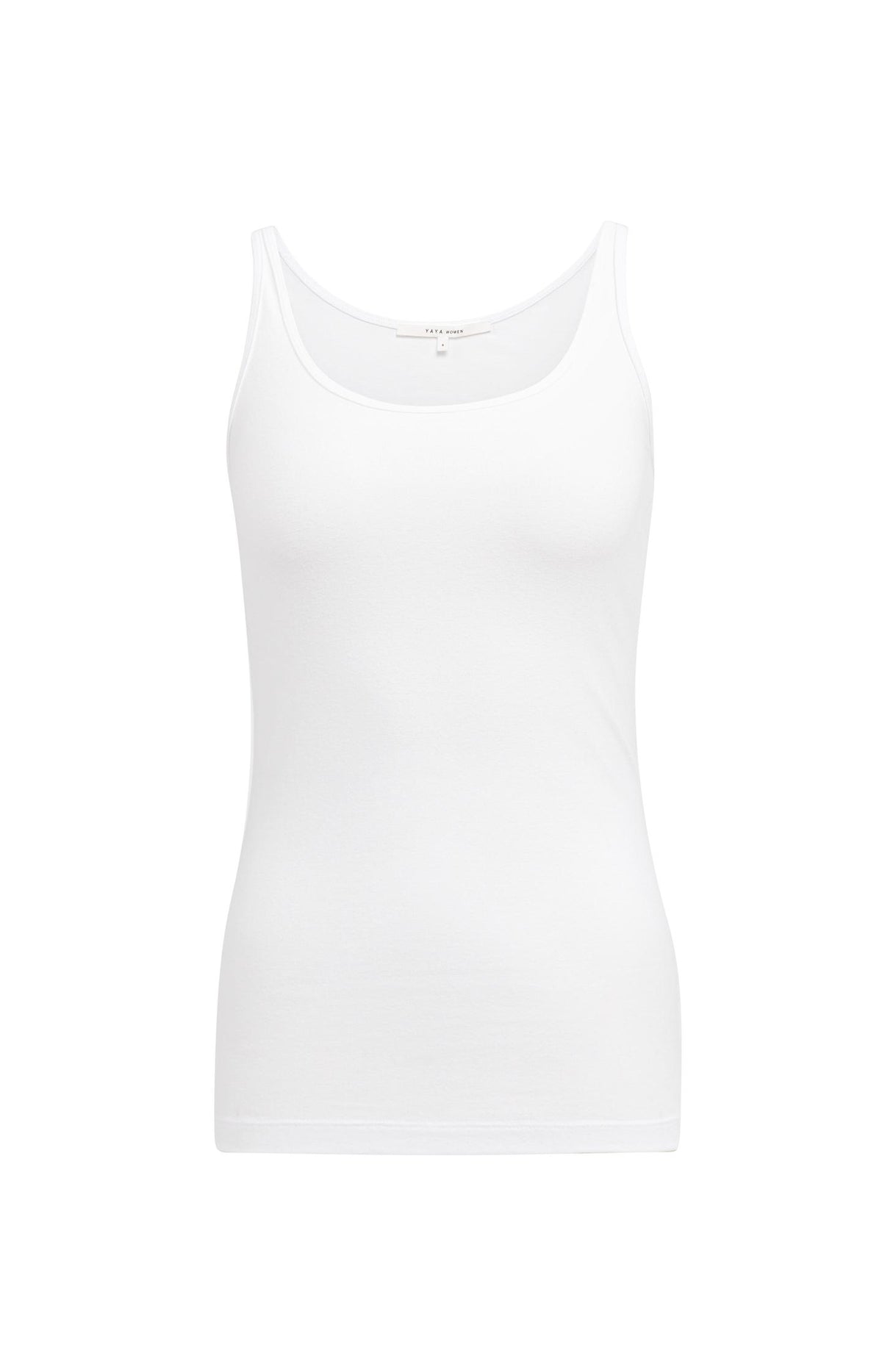 Pure White basic singlet met medium-width schouderbanden en ronde hals - YAYA