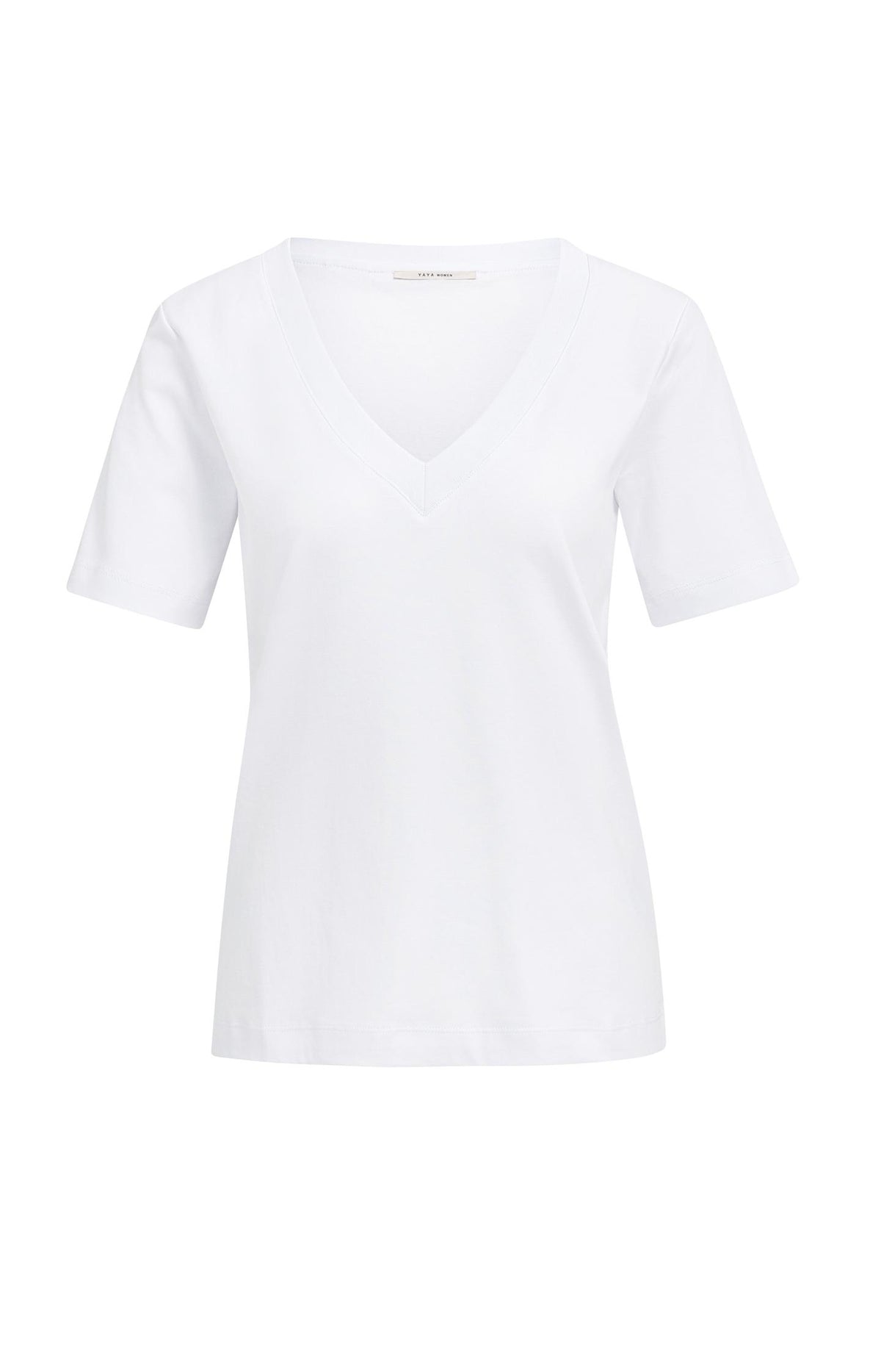 Basic T-shirt with V-neck and short sleeves