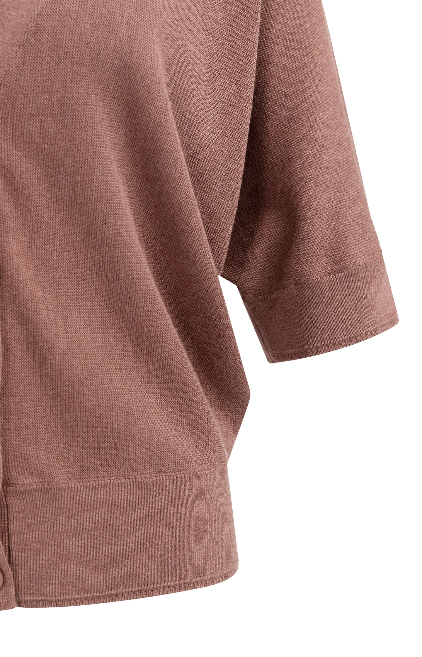 Batwing cardigan with short sleeves and button closure
