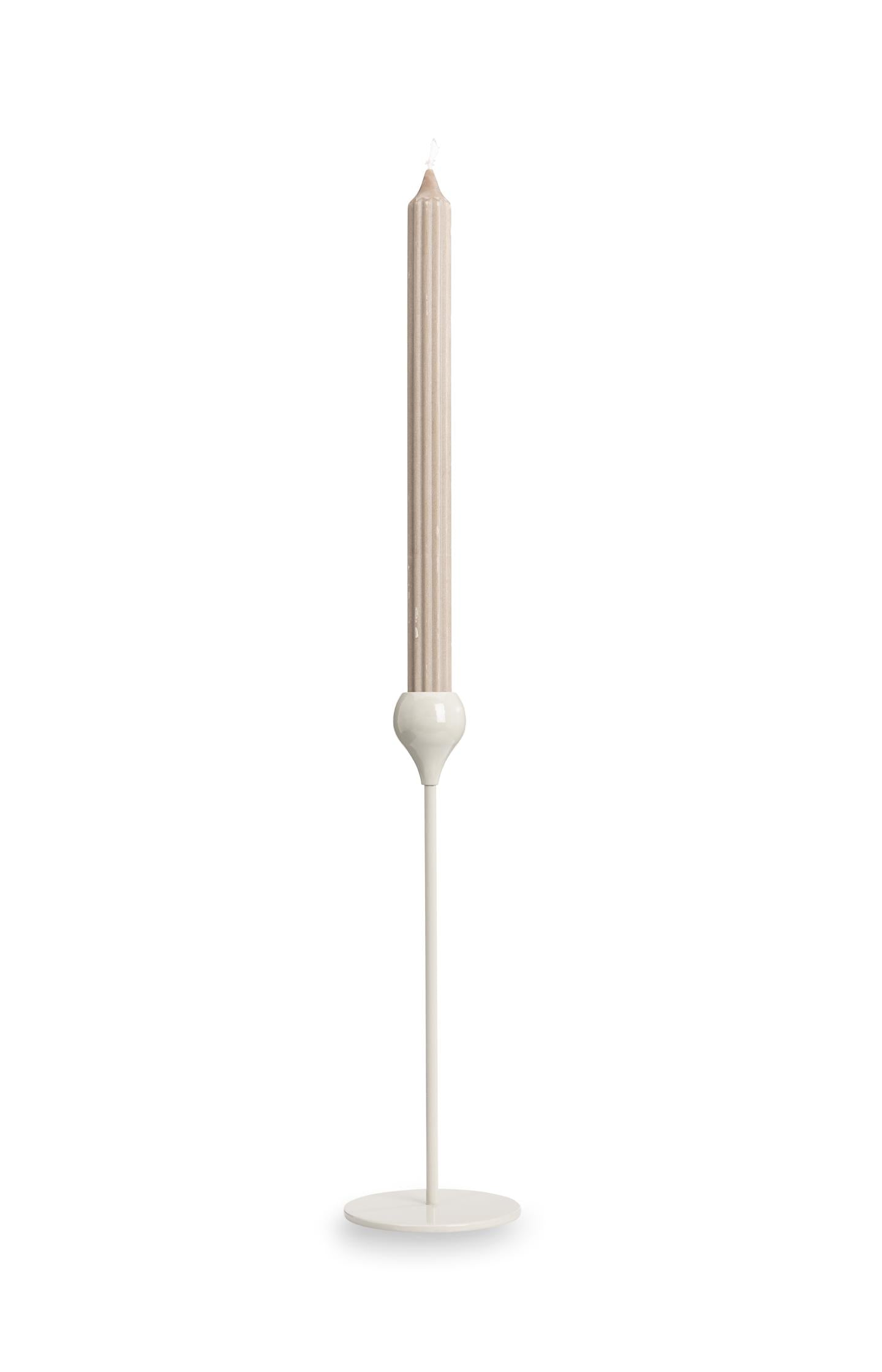 Beige metal candle holder - medium