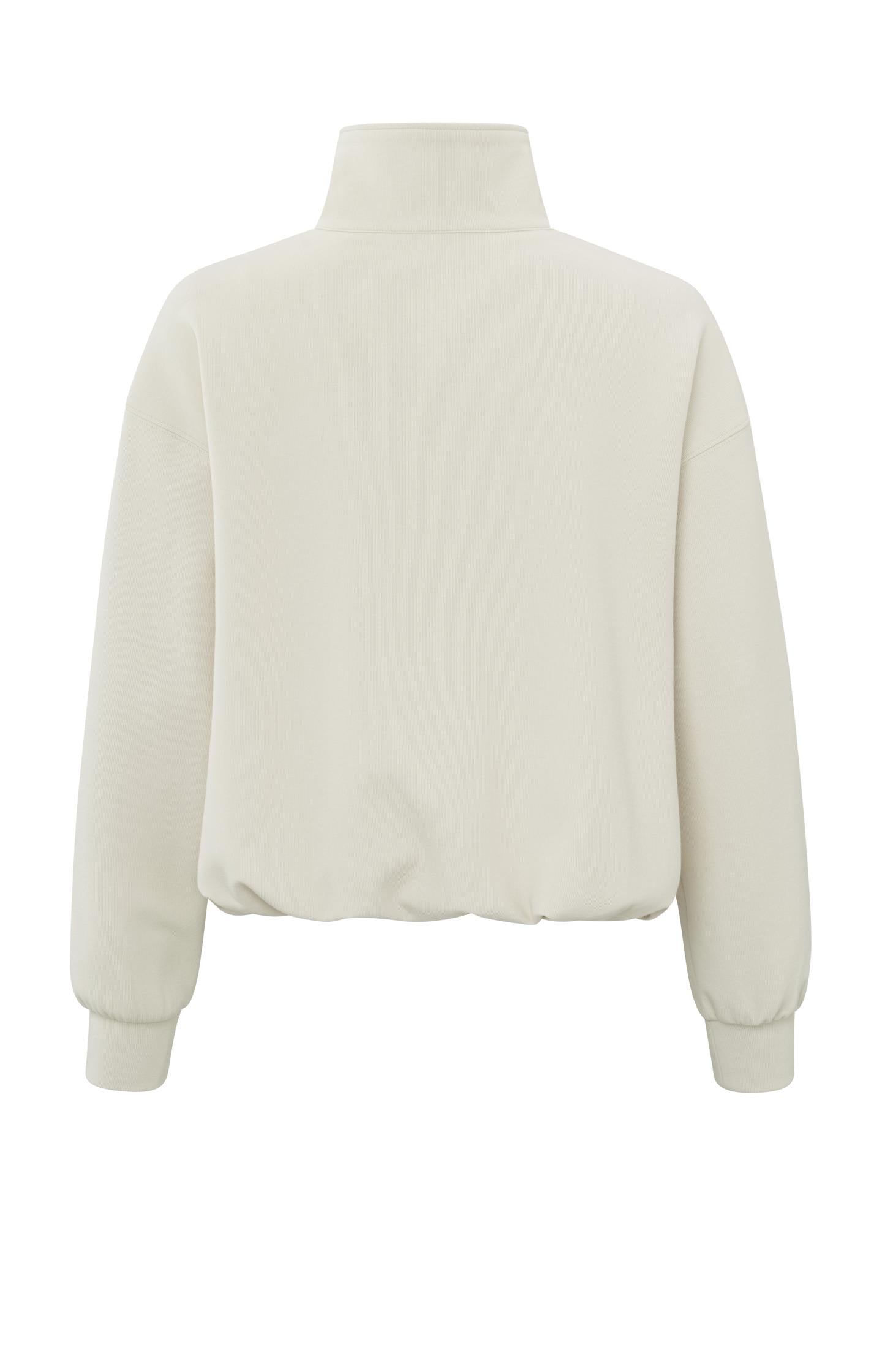 Beige sweatshirt with long sleeves, double layer and zipper