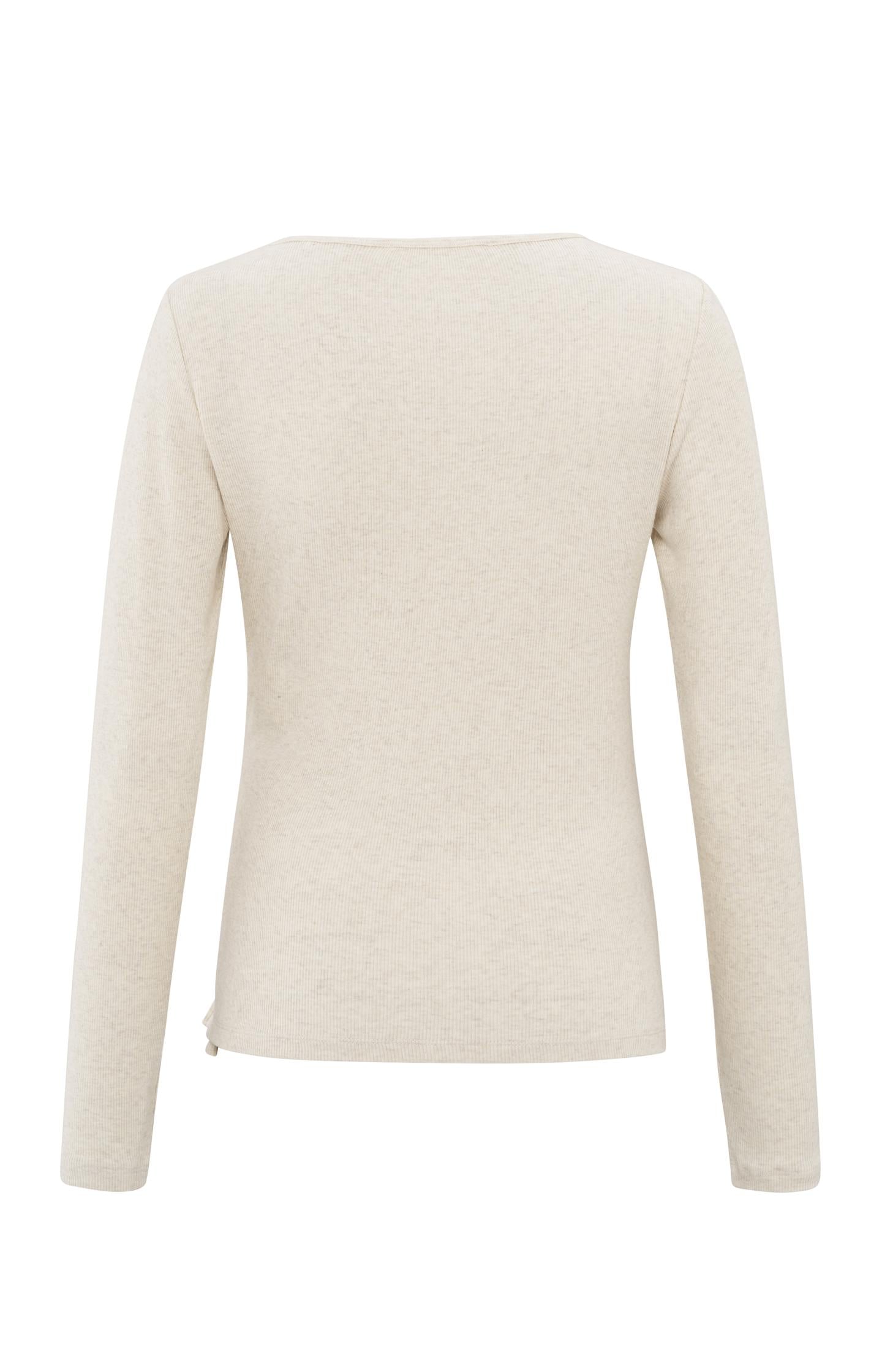 Beige top with long sleeves and asymmetrical button details