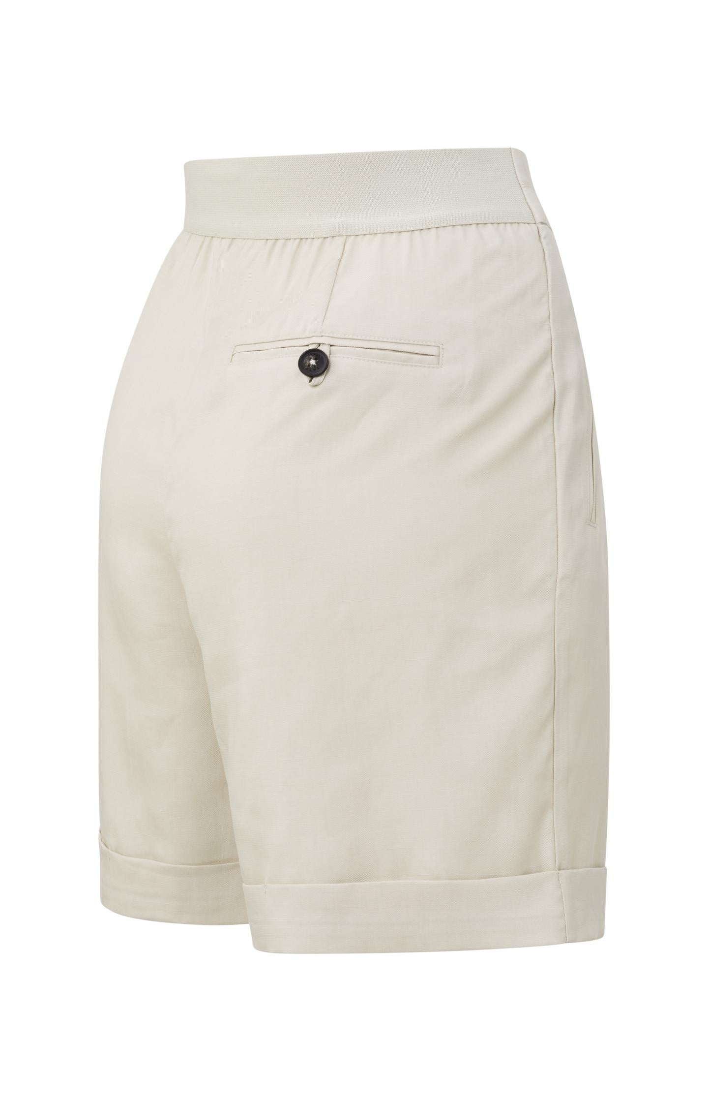 Bermuda short with high waist, zip fly and side pockets - Moonstruck Grey