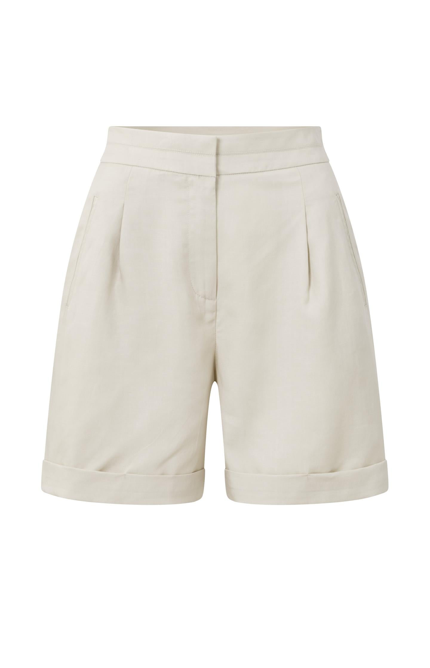 Bermuda short with high waist, zip fly and side pockets - Moonstruck Grey - Type: product