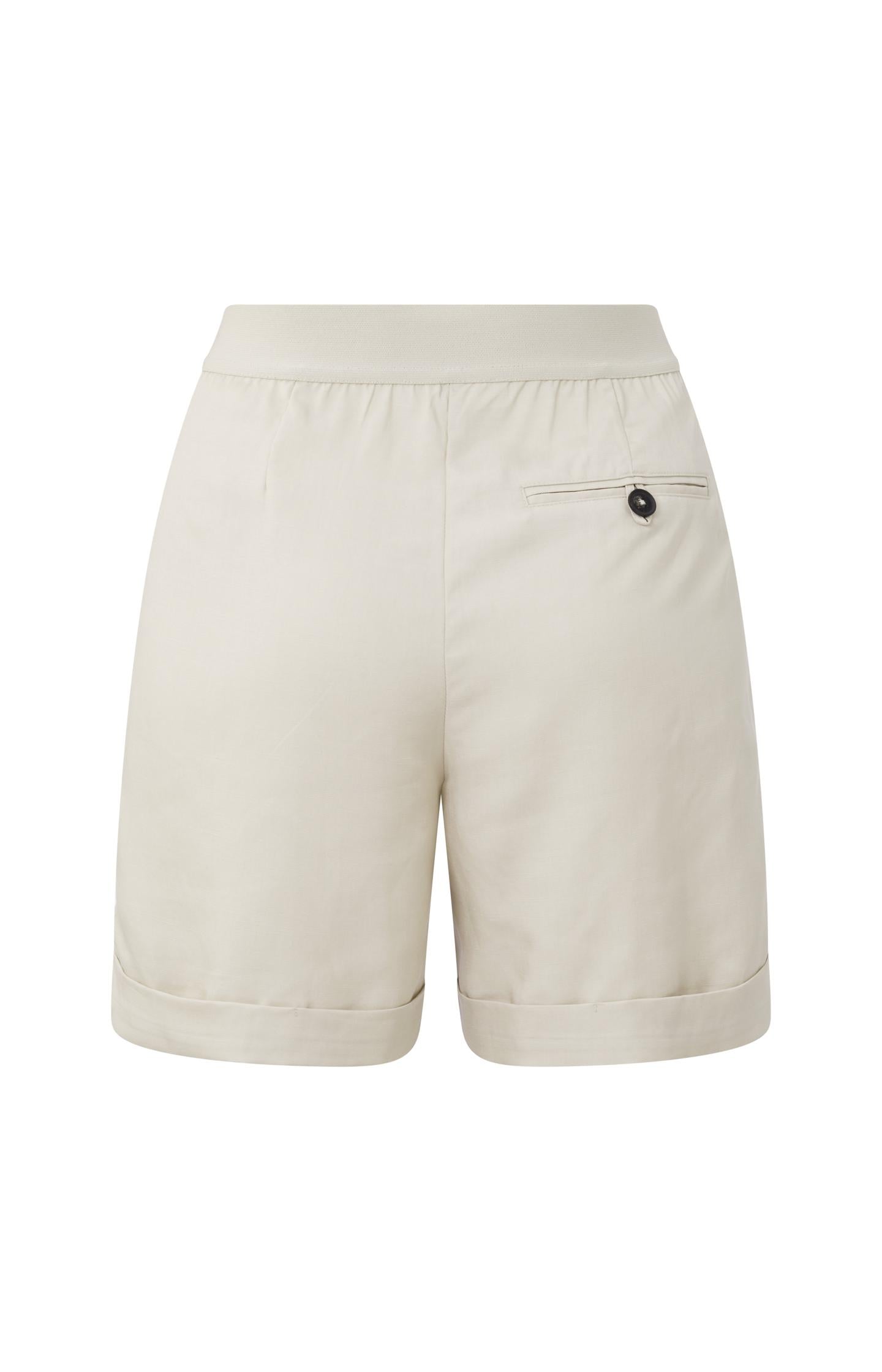 Bermuda short with high waist, zip fly and side pockets - Moonstruck Grey