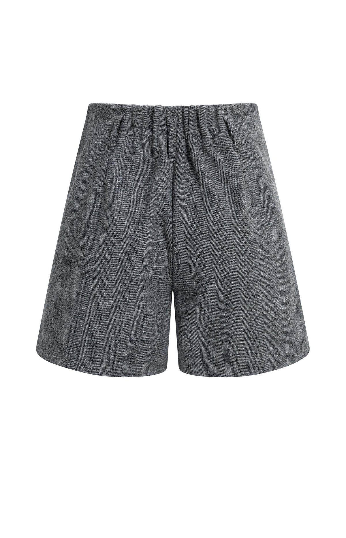 Bermuda shorts in melange herringbone fabric - Medium Grey Melange