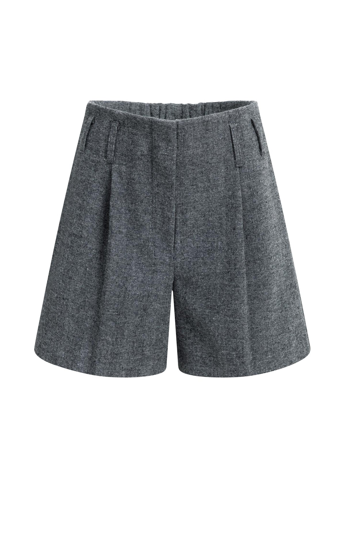 Bermuda shorts in melange herringbone fabric - Medium Grey Melange