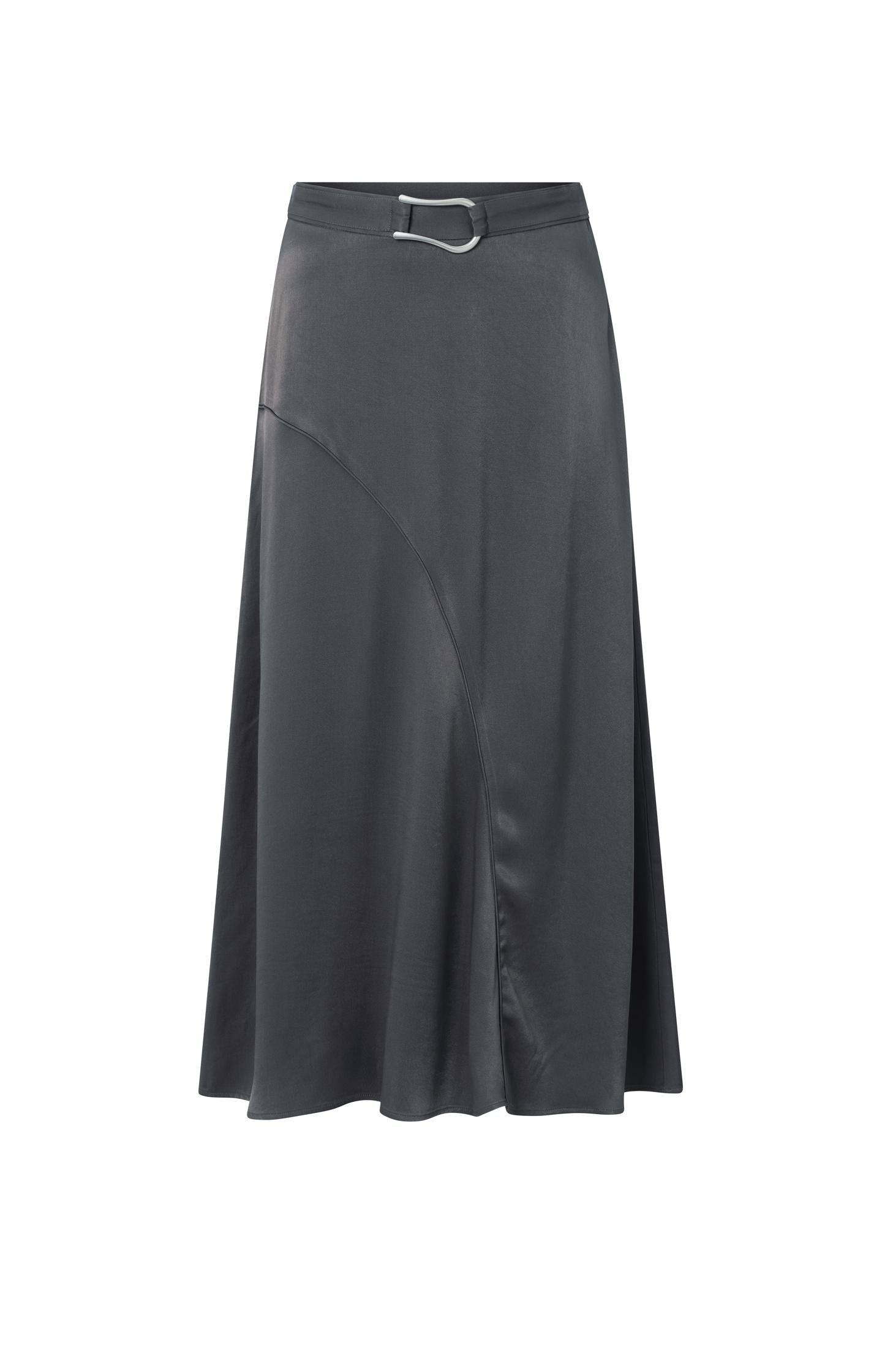 Black asymmetrical midi skirt with buckle detail - Type: product