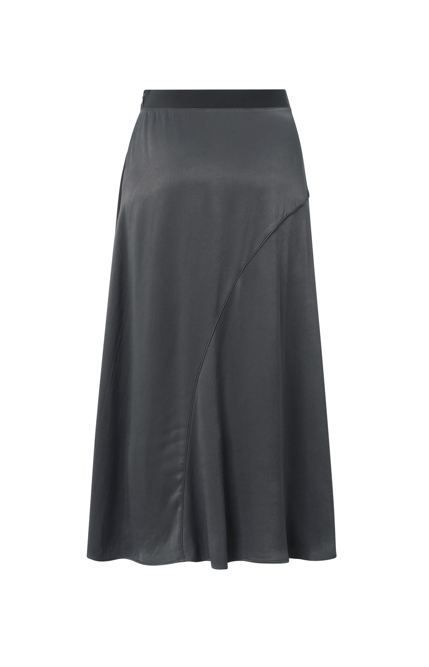 Black asymmetrical midi skirt with buckle detail