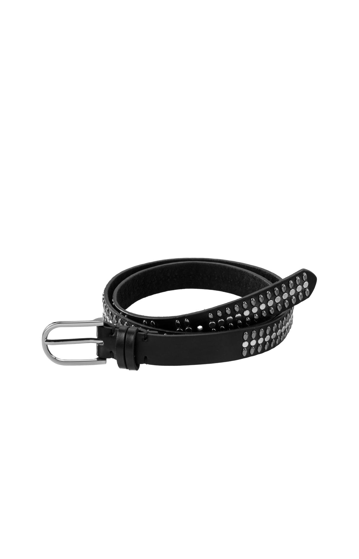 Black Leather Belt With Silver Conical Studs main image 1