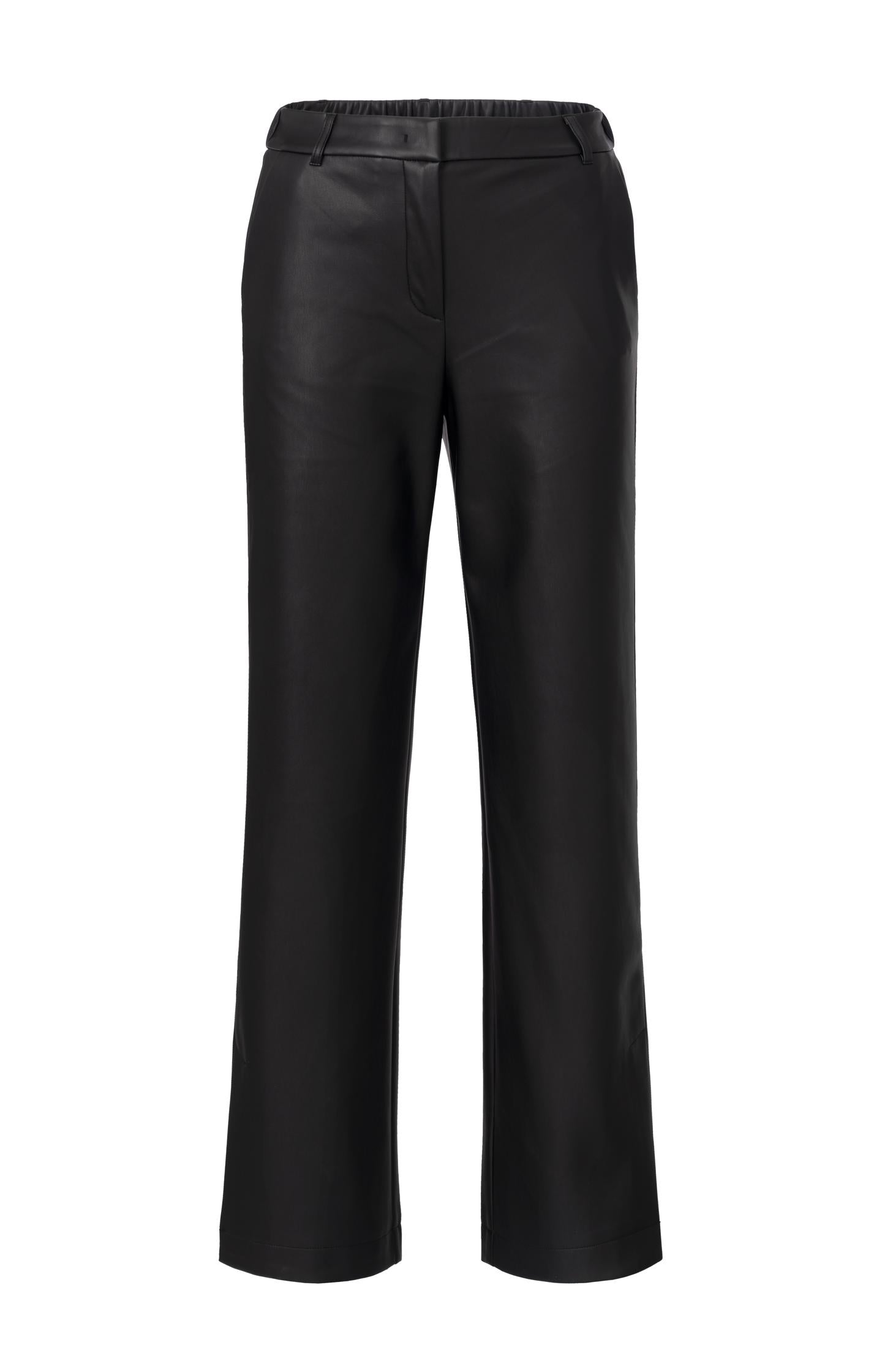 Black faux leather trousers with wide legs - Type: product