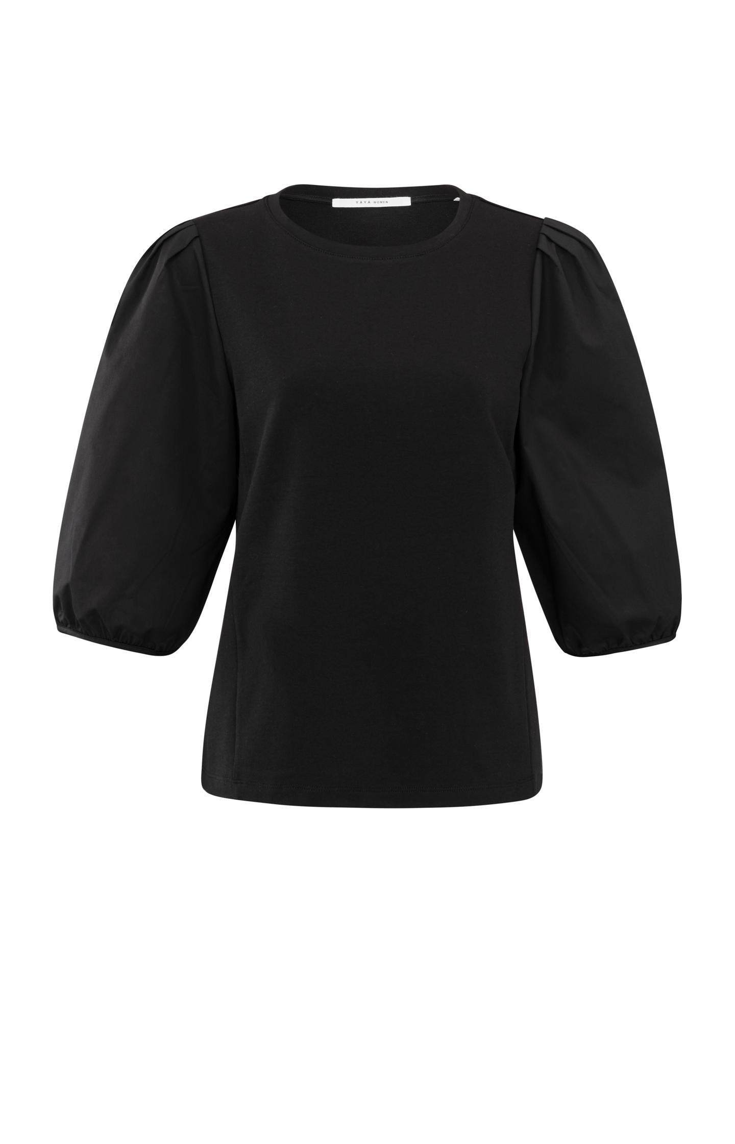 Black jersey top with puffed sleeves - Type: product