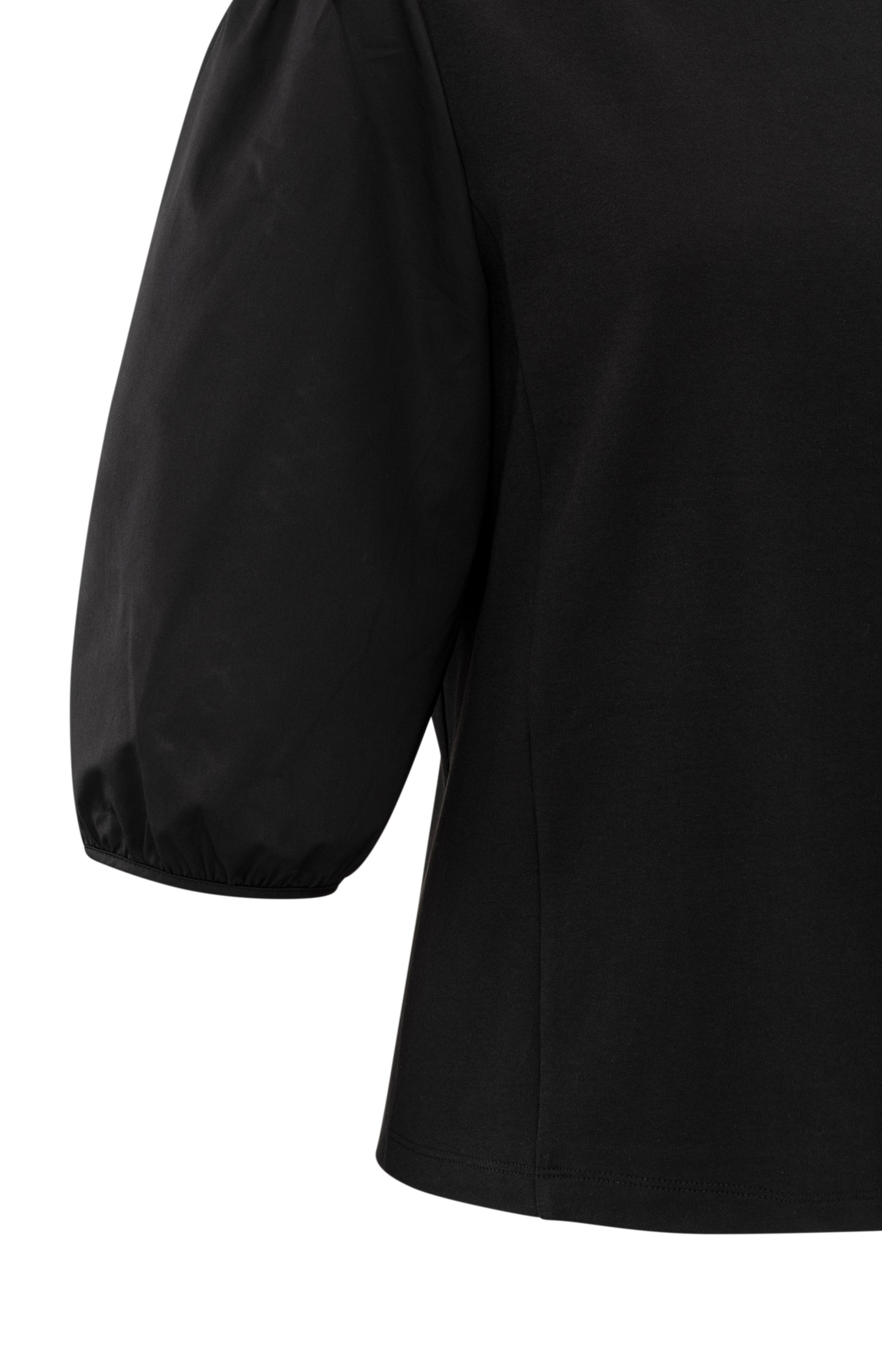 Black jersey top with puffed sleeves