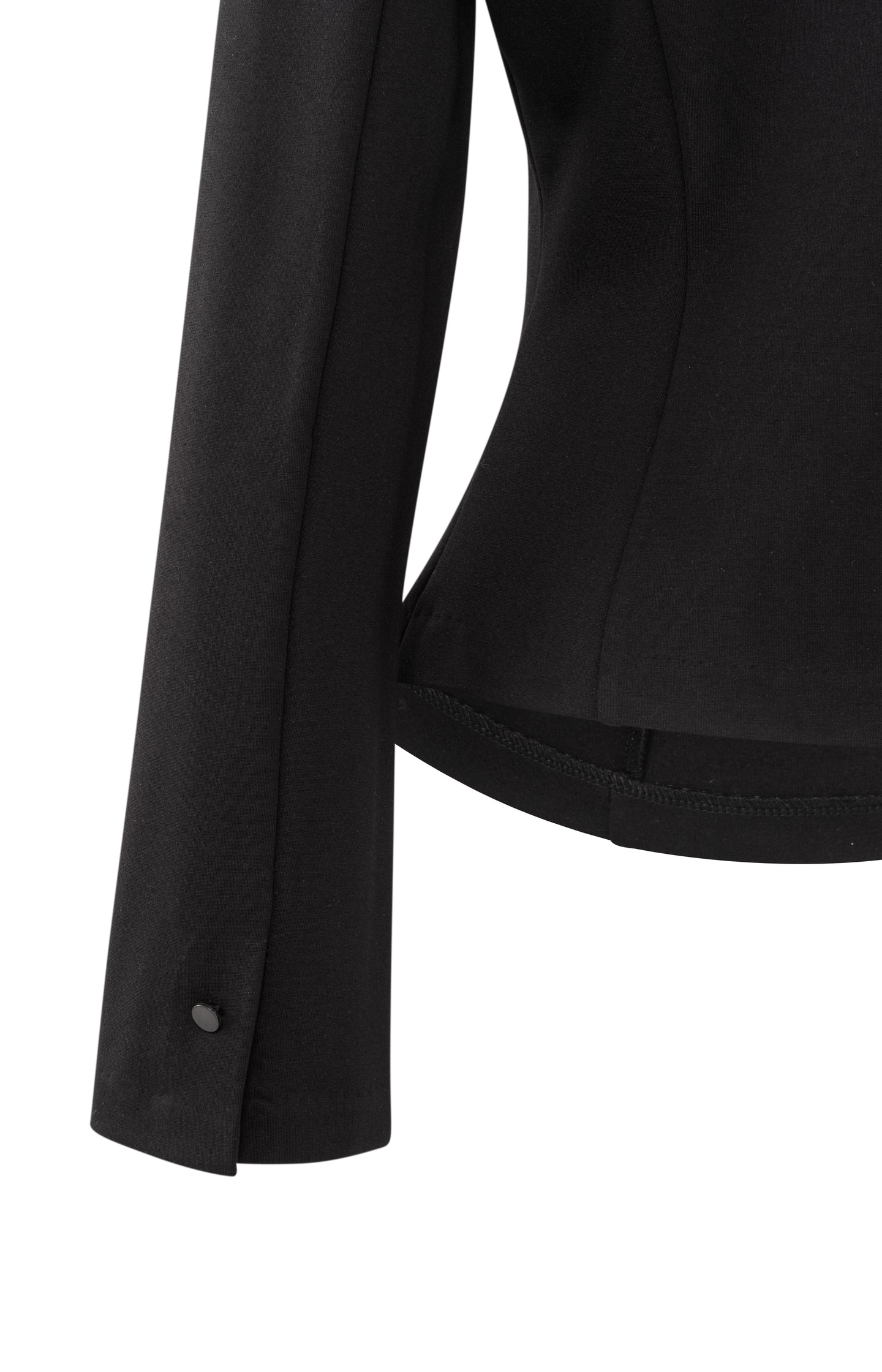 Black jersey top with slit detail and long sleeves