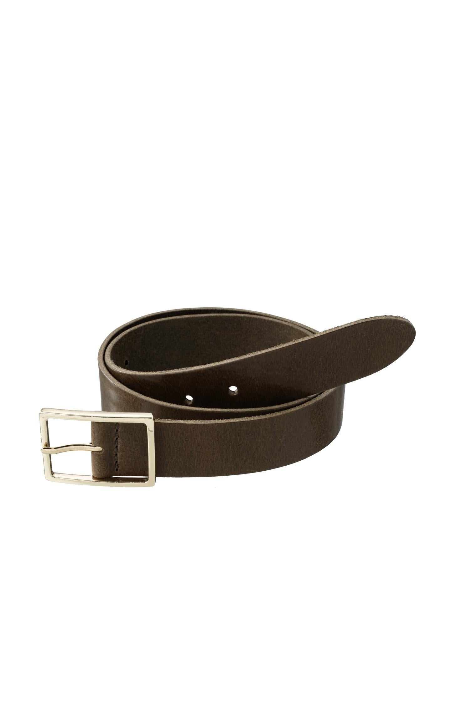 Black leather belt with buckle - Type: product