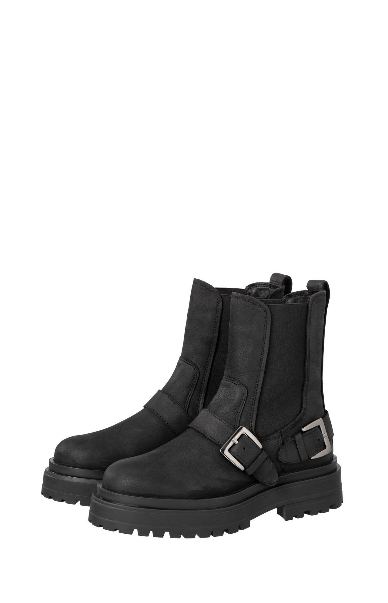 Black leather Chelsea boots with buckle details - Type: product