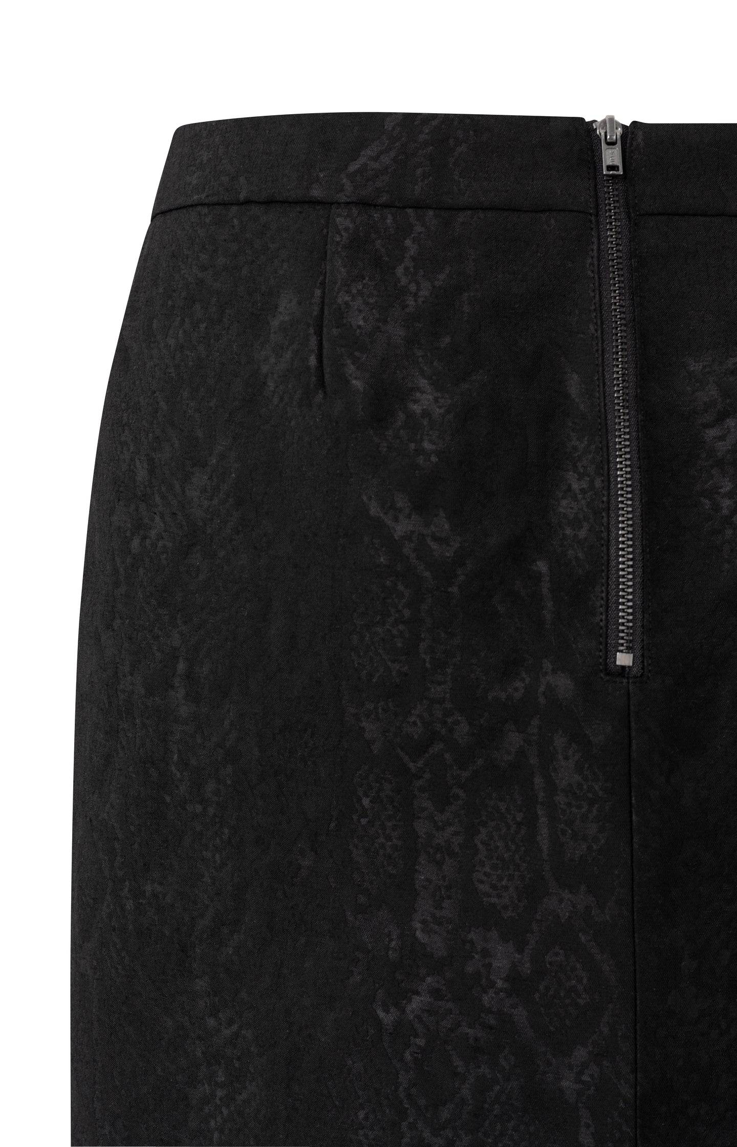 Black mini skirt with jacquard print en ritssluiting