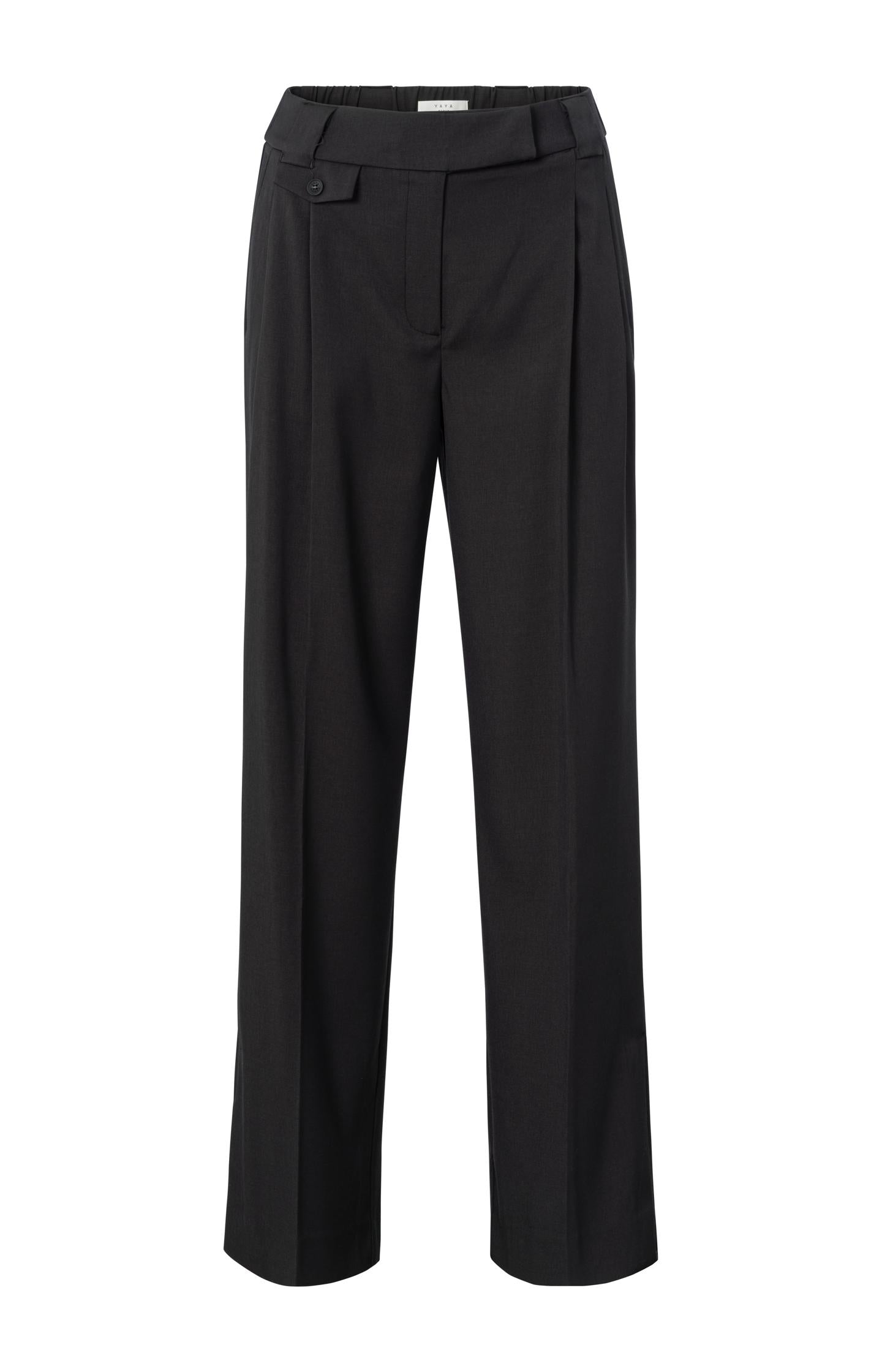 Black pants with high waist and wide legs with slit - Type: product