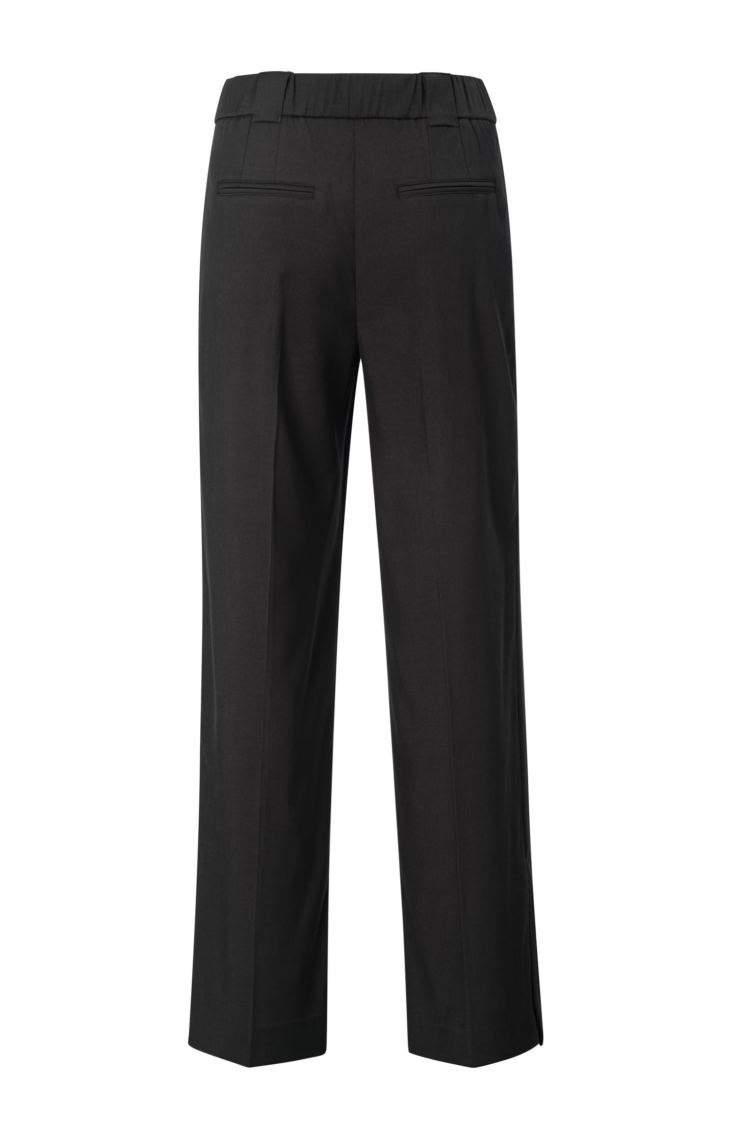 Black pants with high waist and wide legs with slit