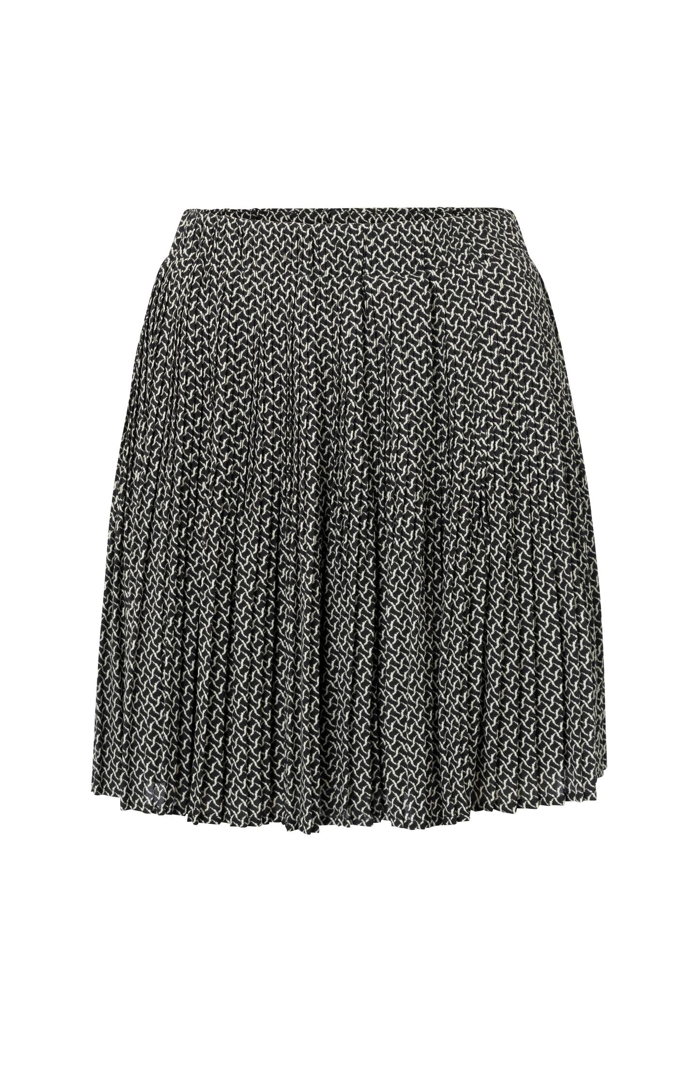 Black pleated skirt with subtle print and elastic waist - Type: product