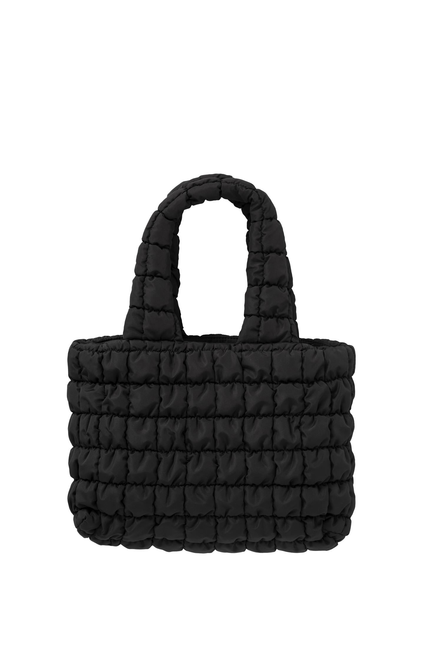 Black quilted shopper with handle and magnetic clasp - Black - Type: product