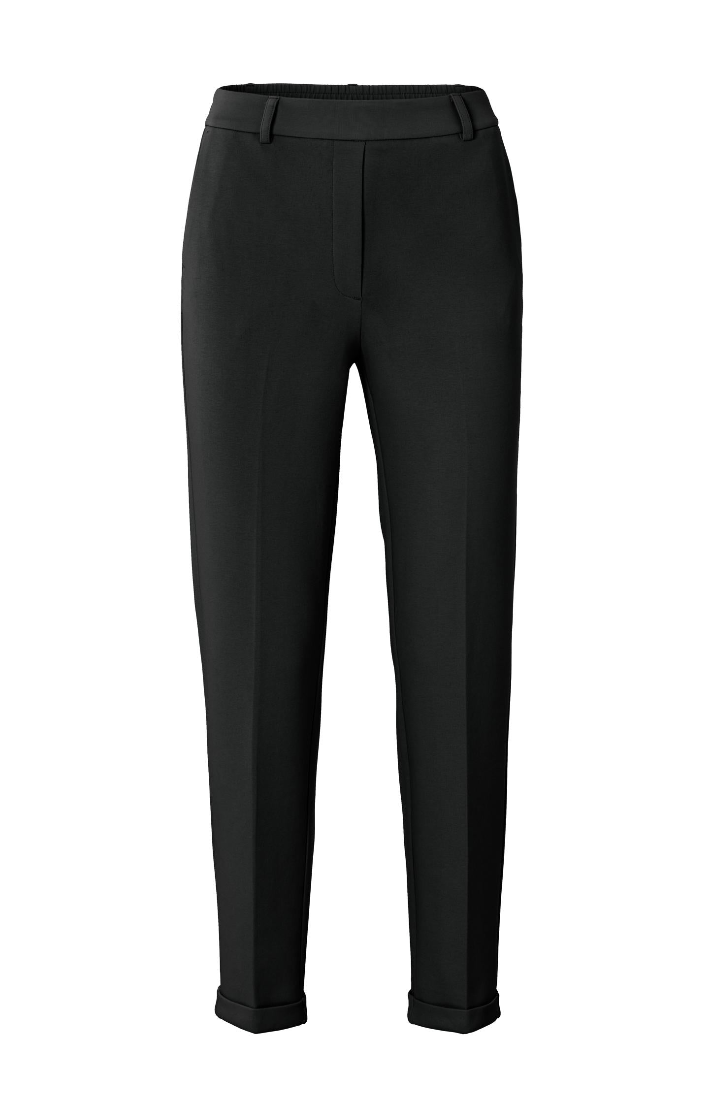 Black scuba trousers with straight legs and flap pockets - Type: product