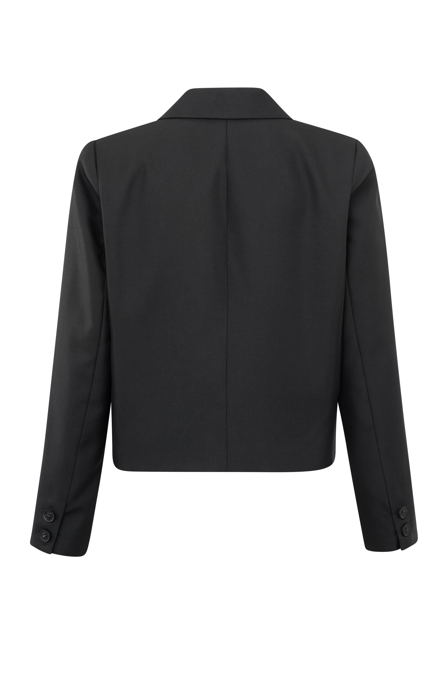 Black short blazer with long sleeves and pockets