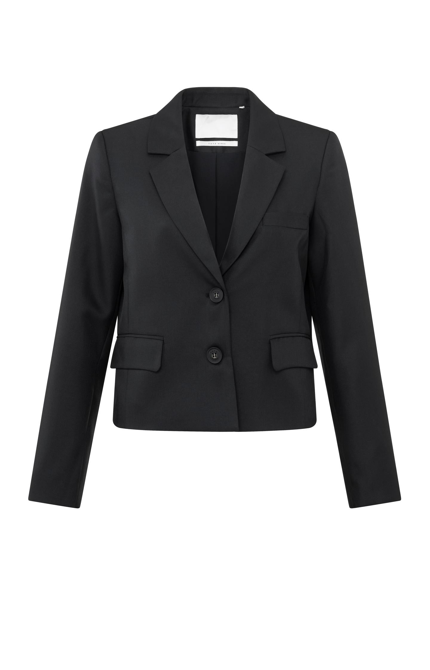 Black short blazer with long sleeves and pockets - Type: product